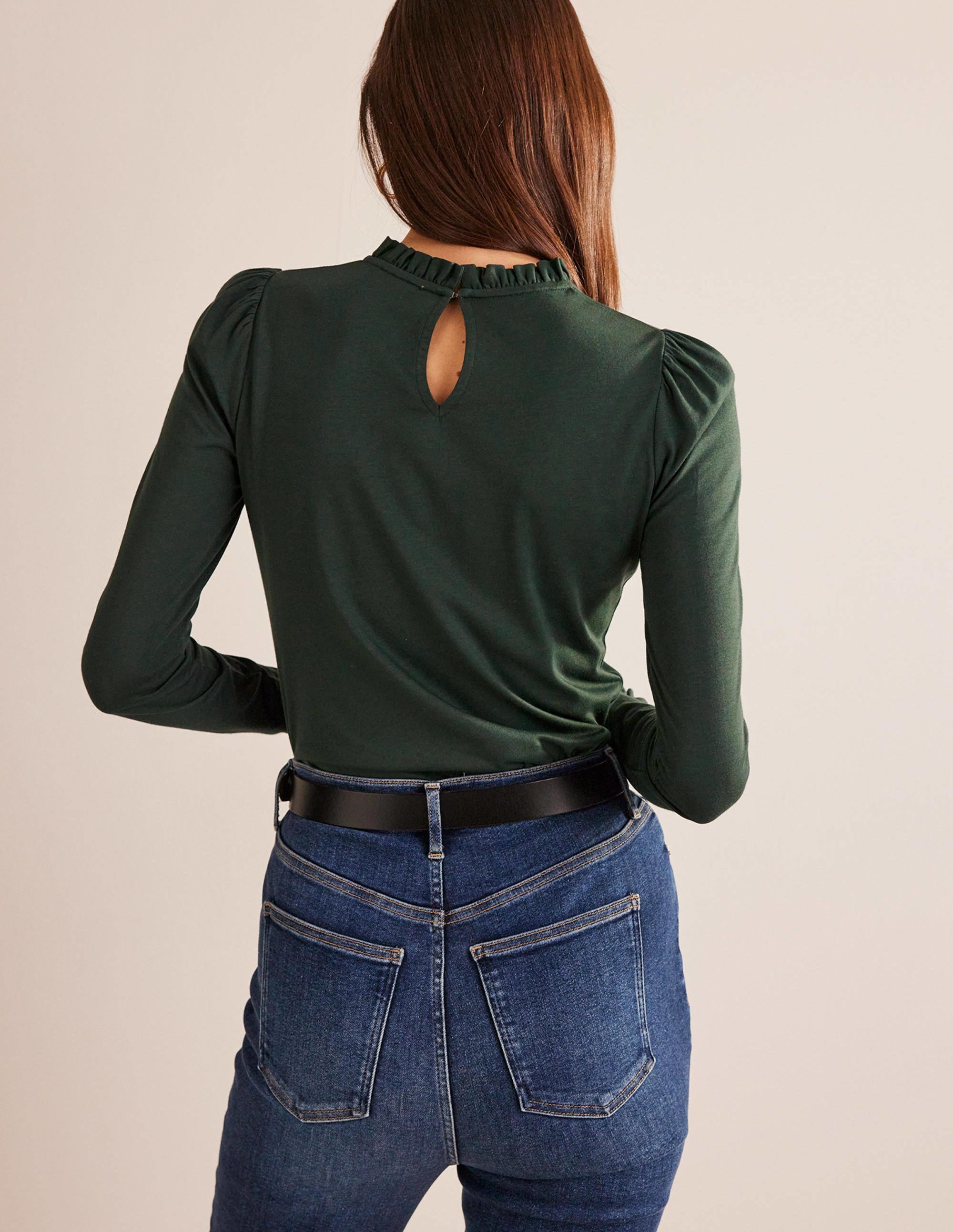 Supersoft Frill Detail Top-Chatsworth Green - Image 3