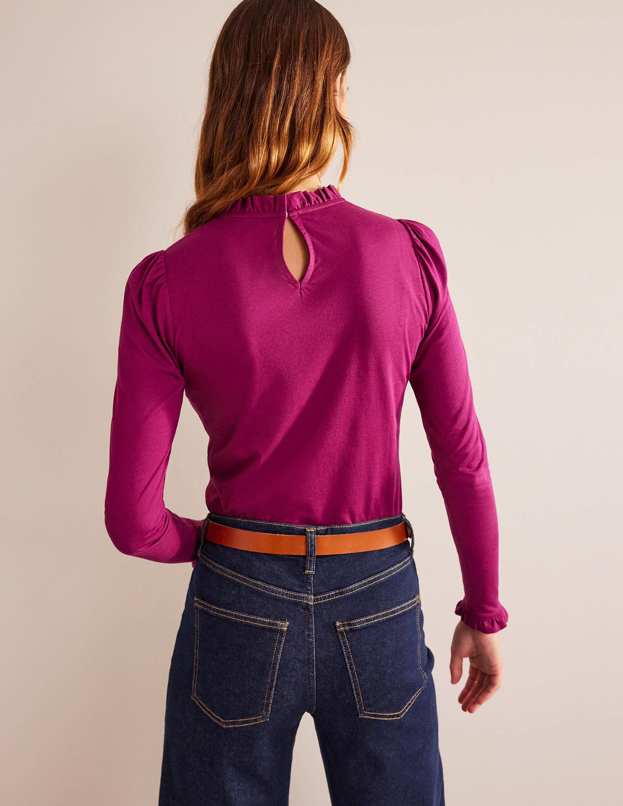 Supersoft Frill Detail Top-Damson Berry - Image 3
