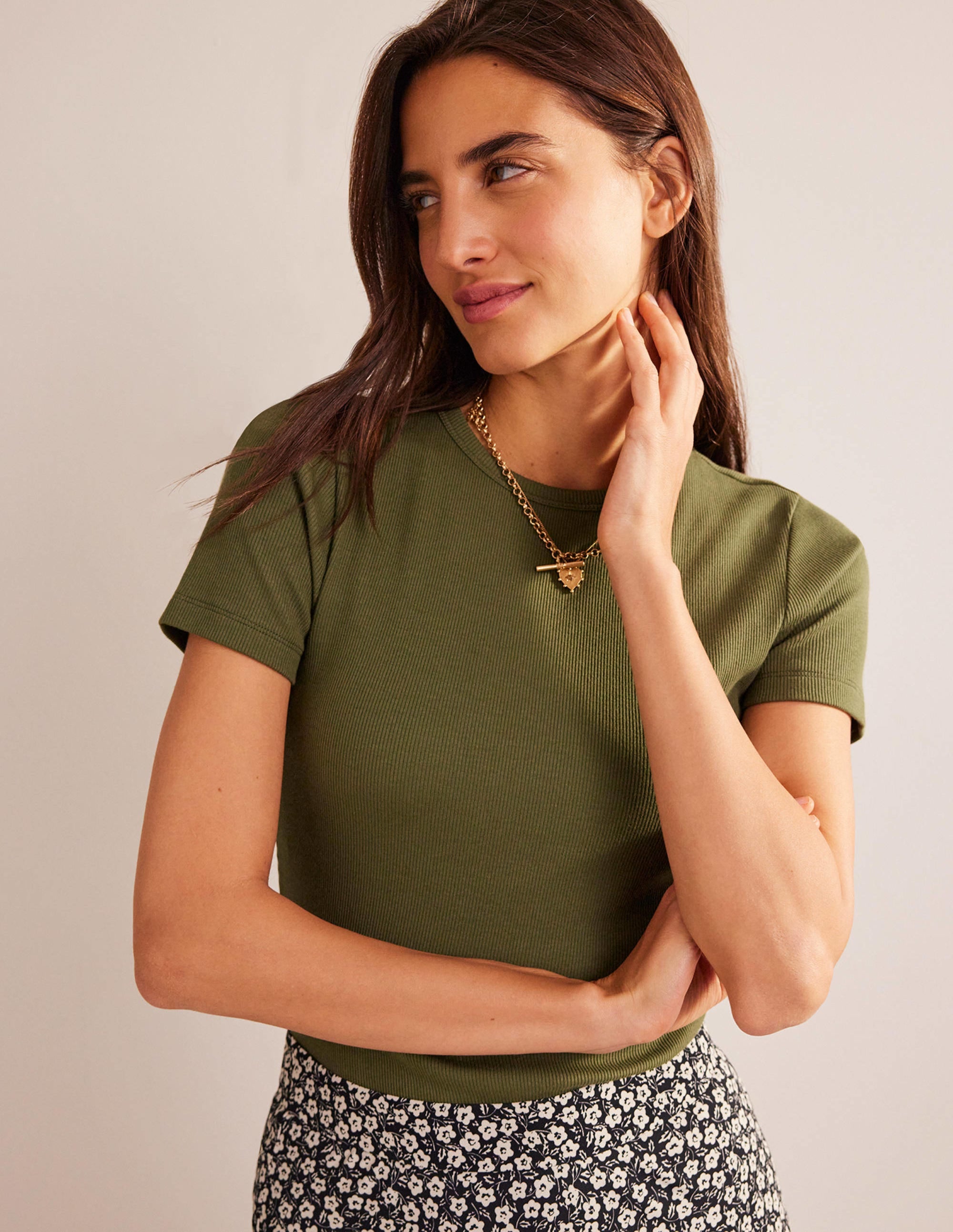 Cotton Ribbed T-Shirt-Spruce - Image 4