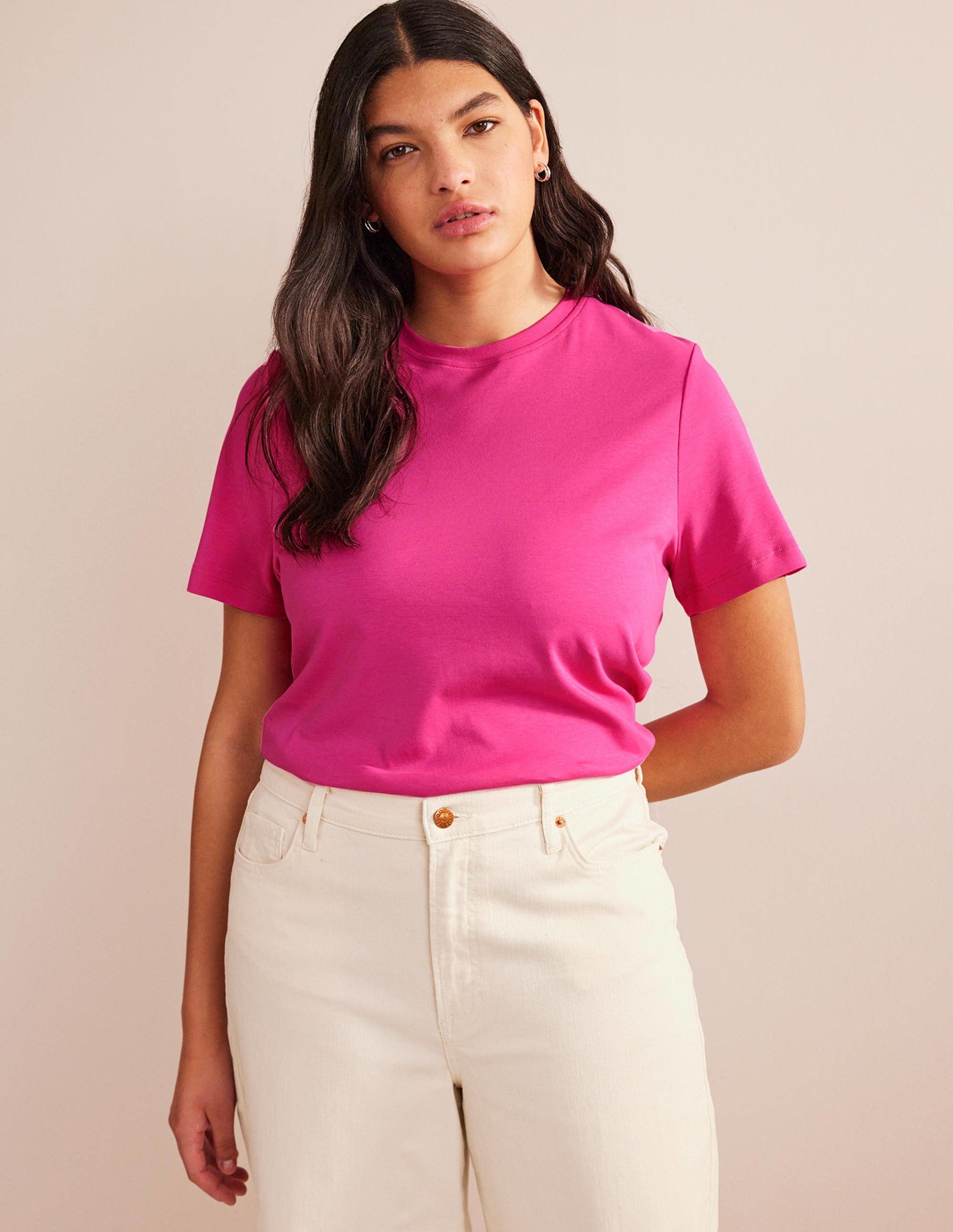 Perfect Cotton T-Shirt-Fuchsia Fedora-1