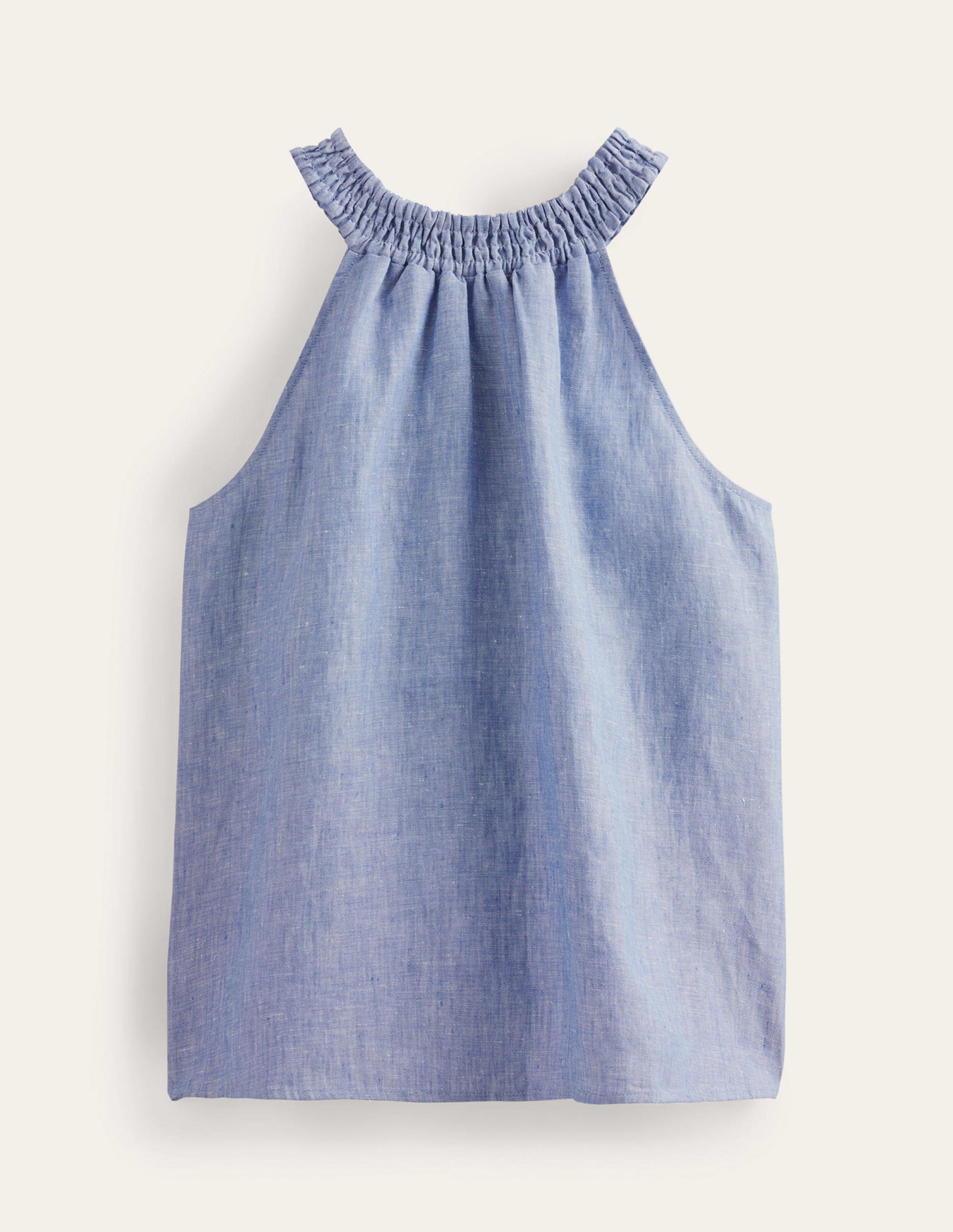 Linen Smocked Halter Top-Chambray - Image 6