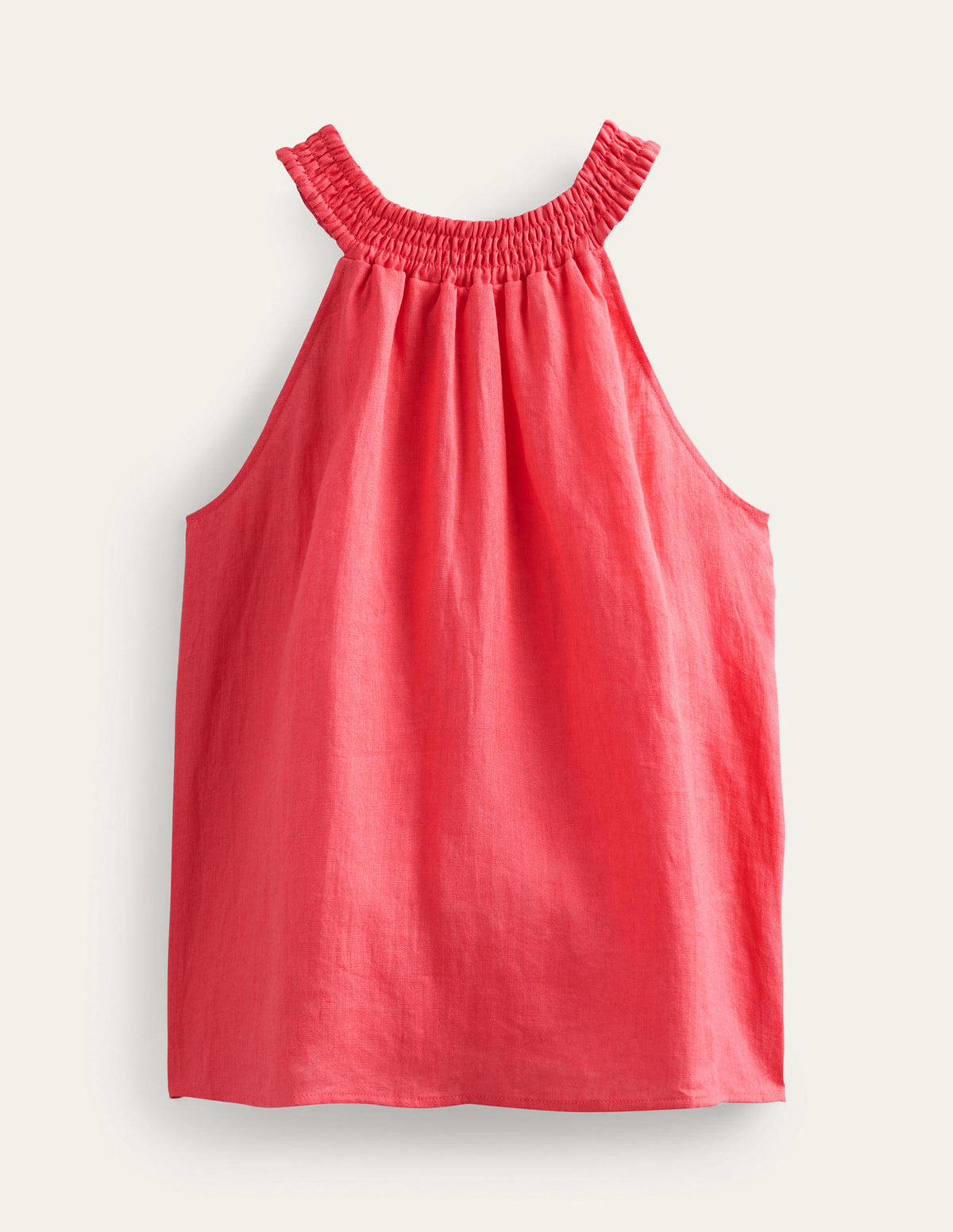 Linen Smocked Halter Top-Coral Sunset-5