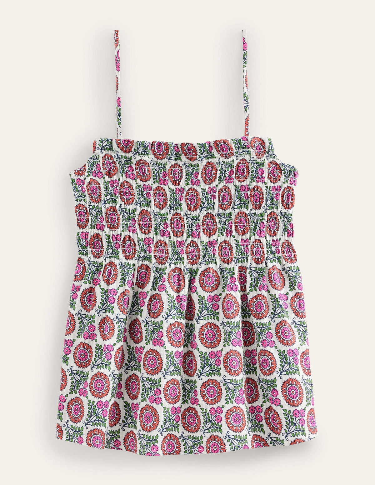Smocked Cami Top-Gin Fizz, Sunflower Sprig-5