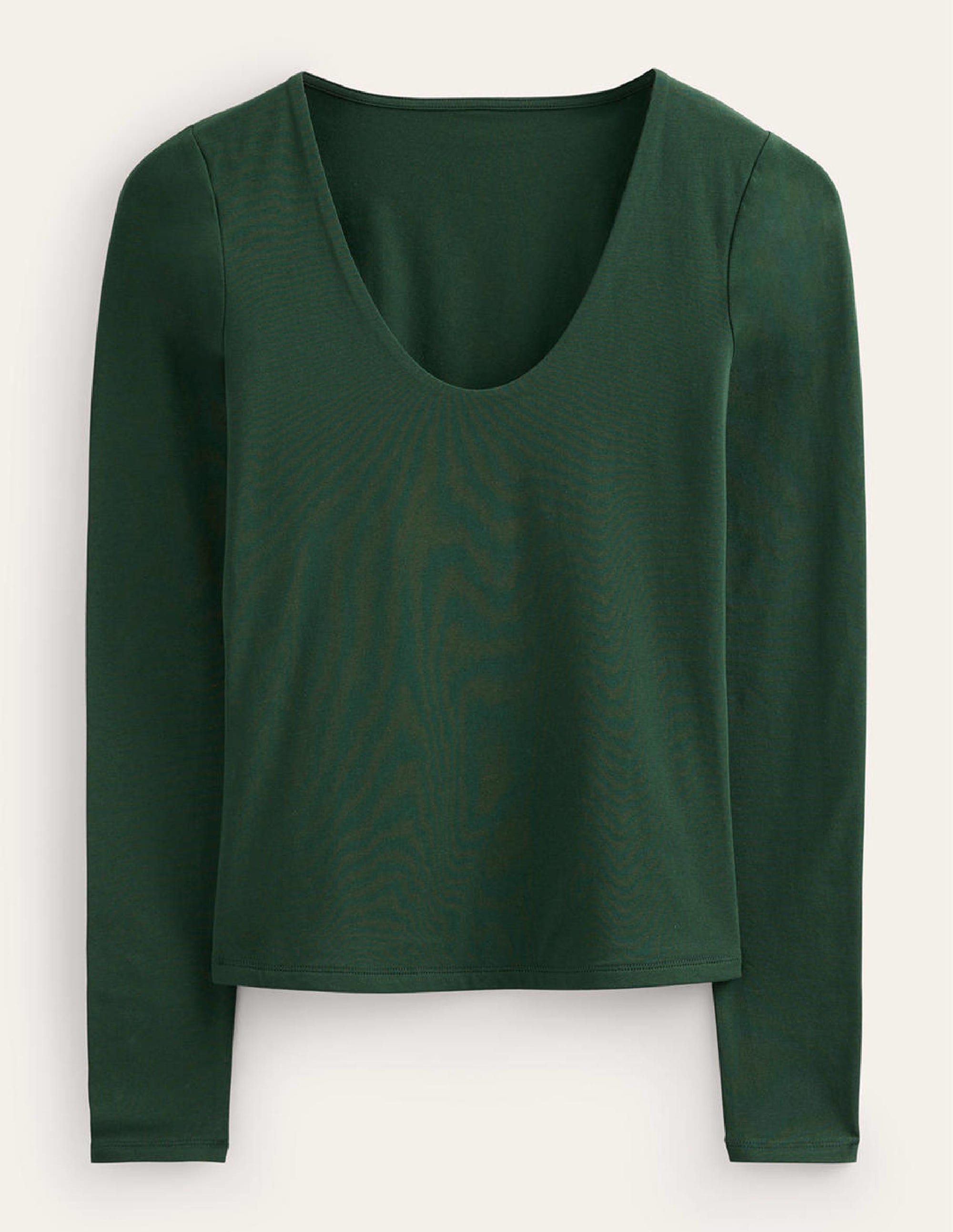 Double Layer Scoop Neck Top-Chatsworth Green - Image 5