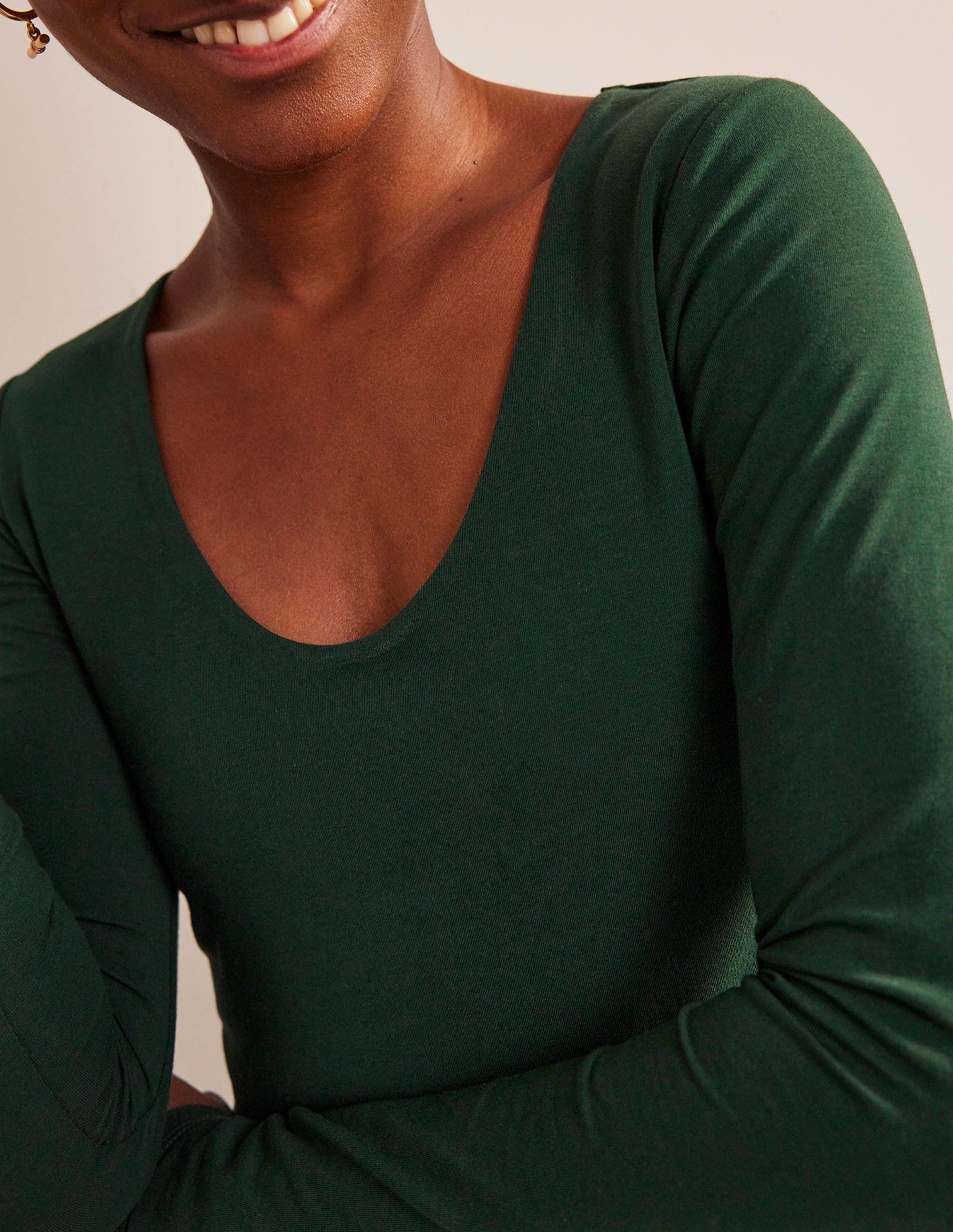 Double Layer Scoop Neck Top-Chatsworth Green - Image 2
