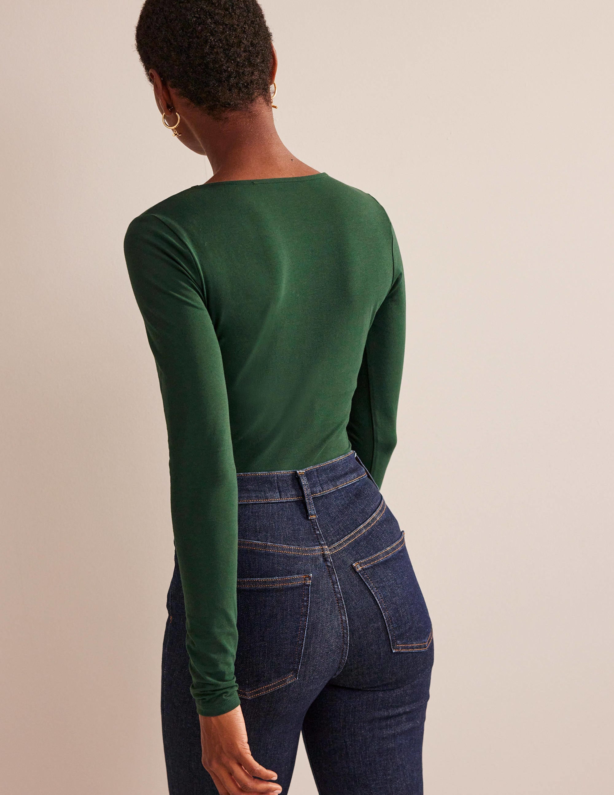 Double Layer Scoop Neck Top-Chatsworth Green - Image 3