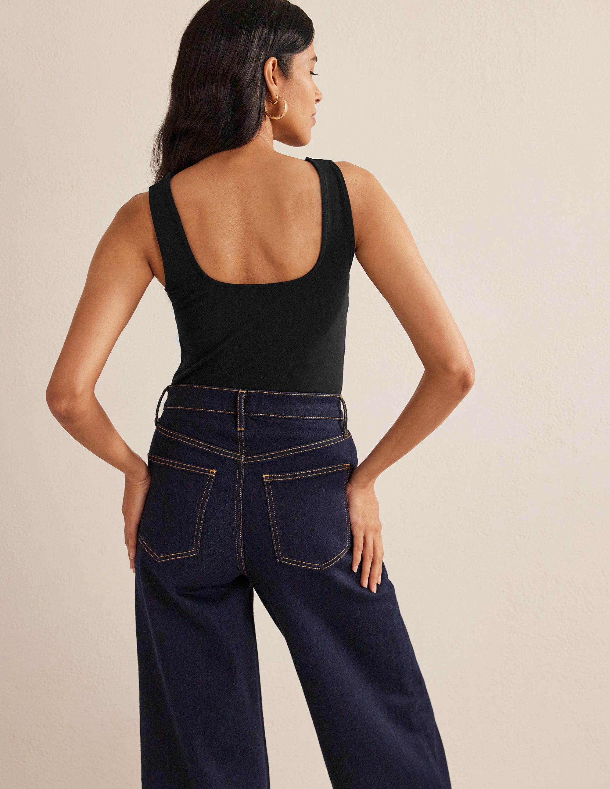 Double Layer Square Neck Vest-Black - Image 3