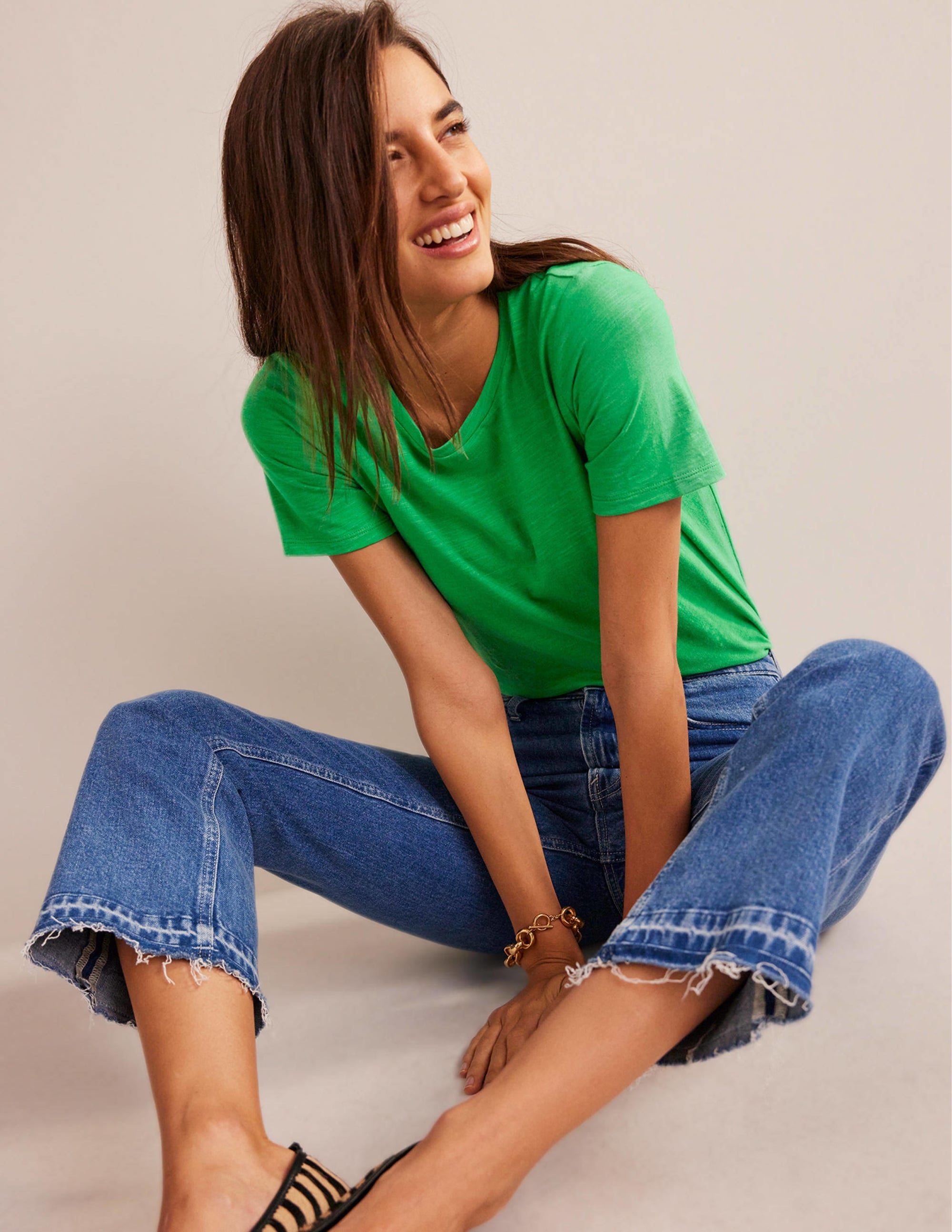 Cotton Crew Neck T-Shirt-Bright Green - Image 1