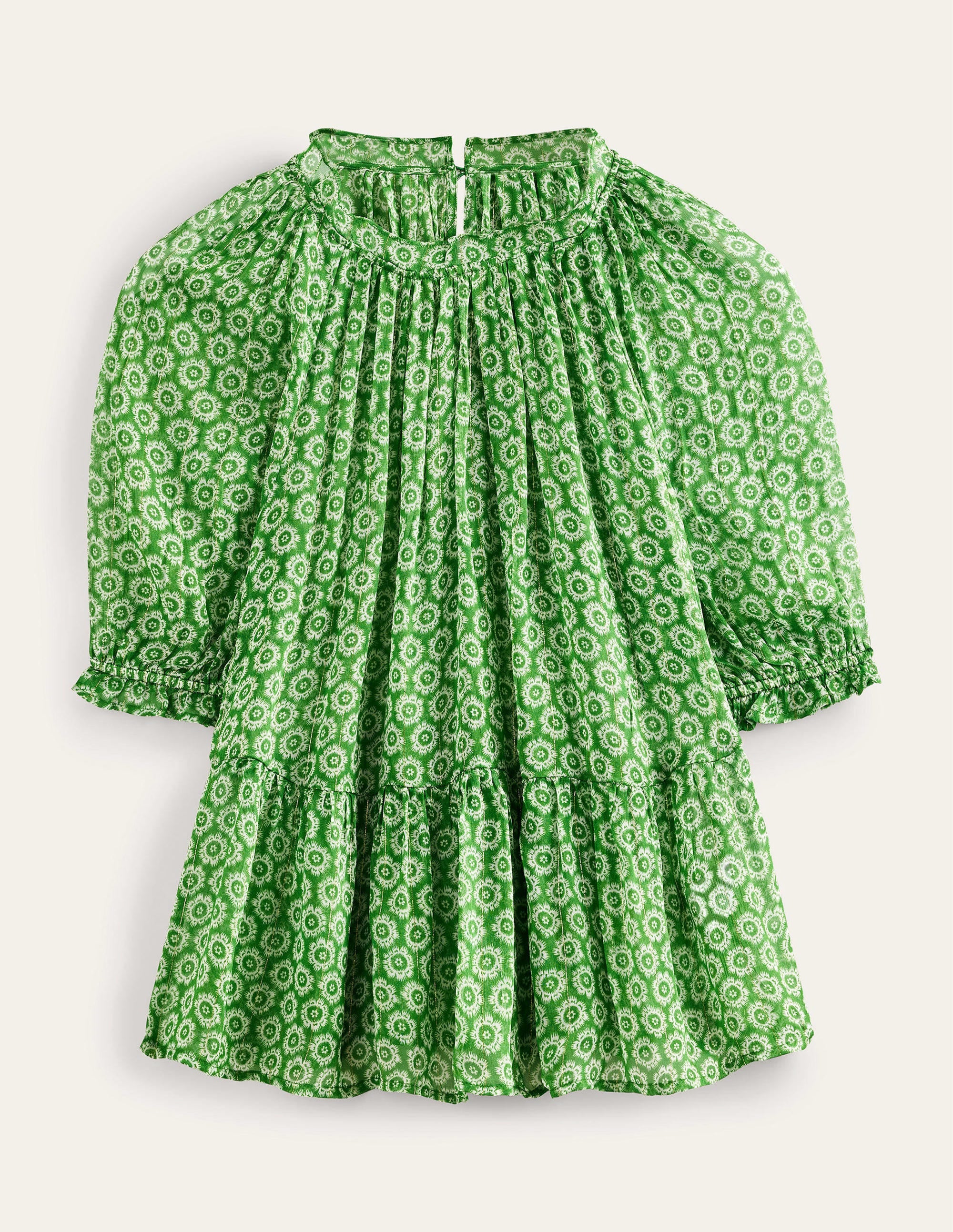 Gathered Sparkle Georgette Top-Lime, Sunrise Pop - Image 5