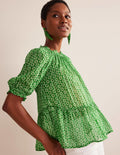 Gathered Sparkle Georgette Top-Lime, Sunrise Pop
