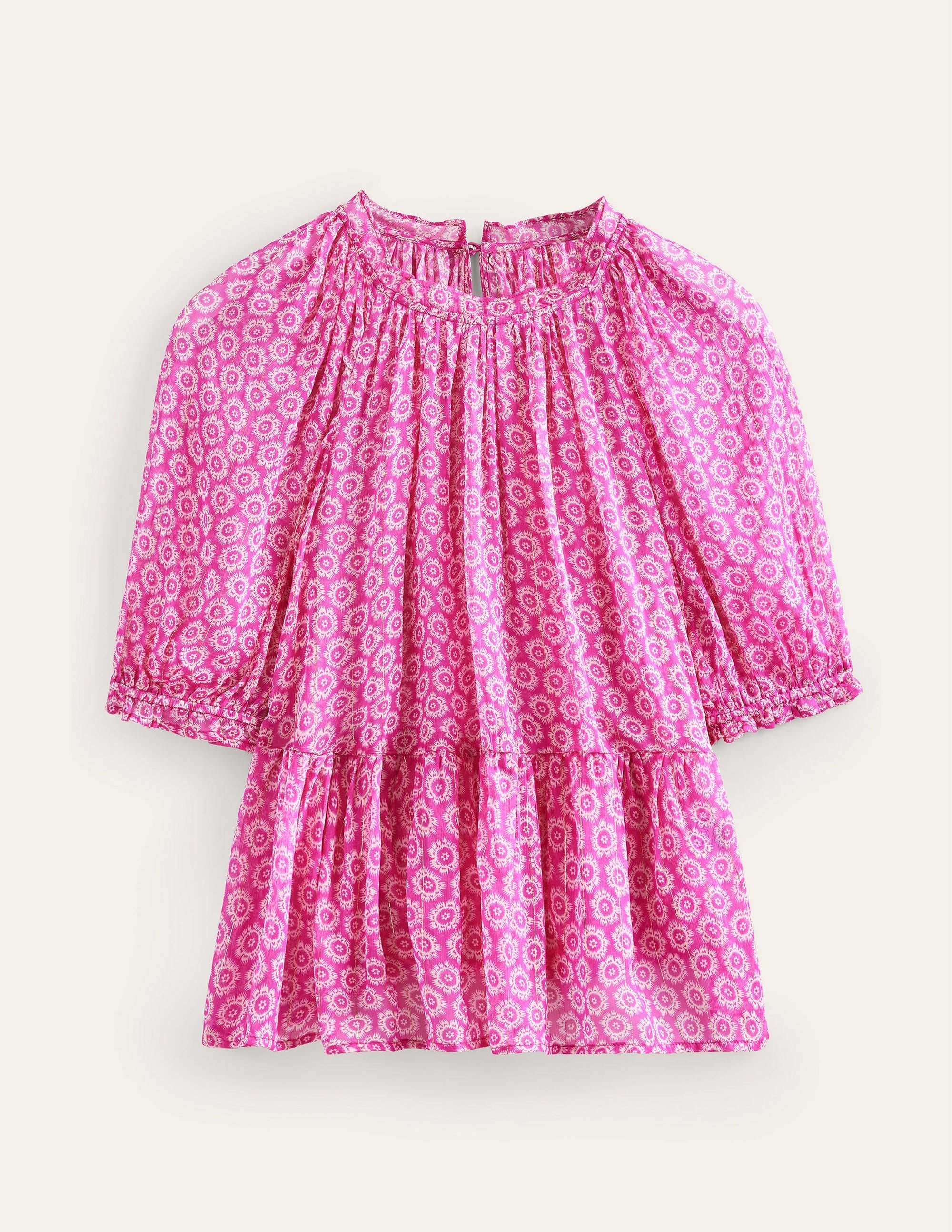 Gathered Sparkle Georgette Top-Phlox Pink, Sunrise Pop - Image 7