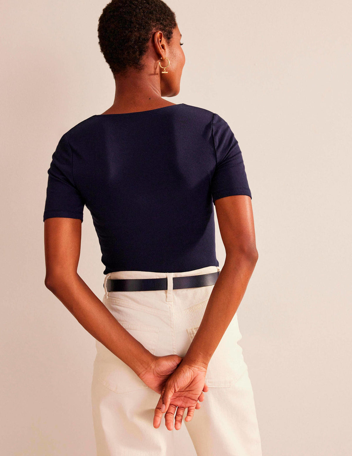 Double Layer Short Sleeve Top-Navy - Image 3