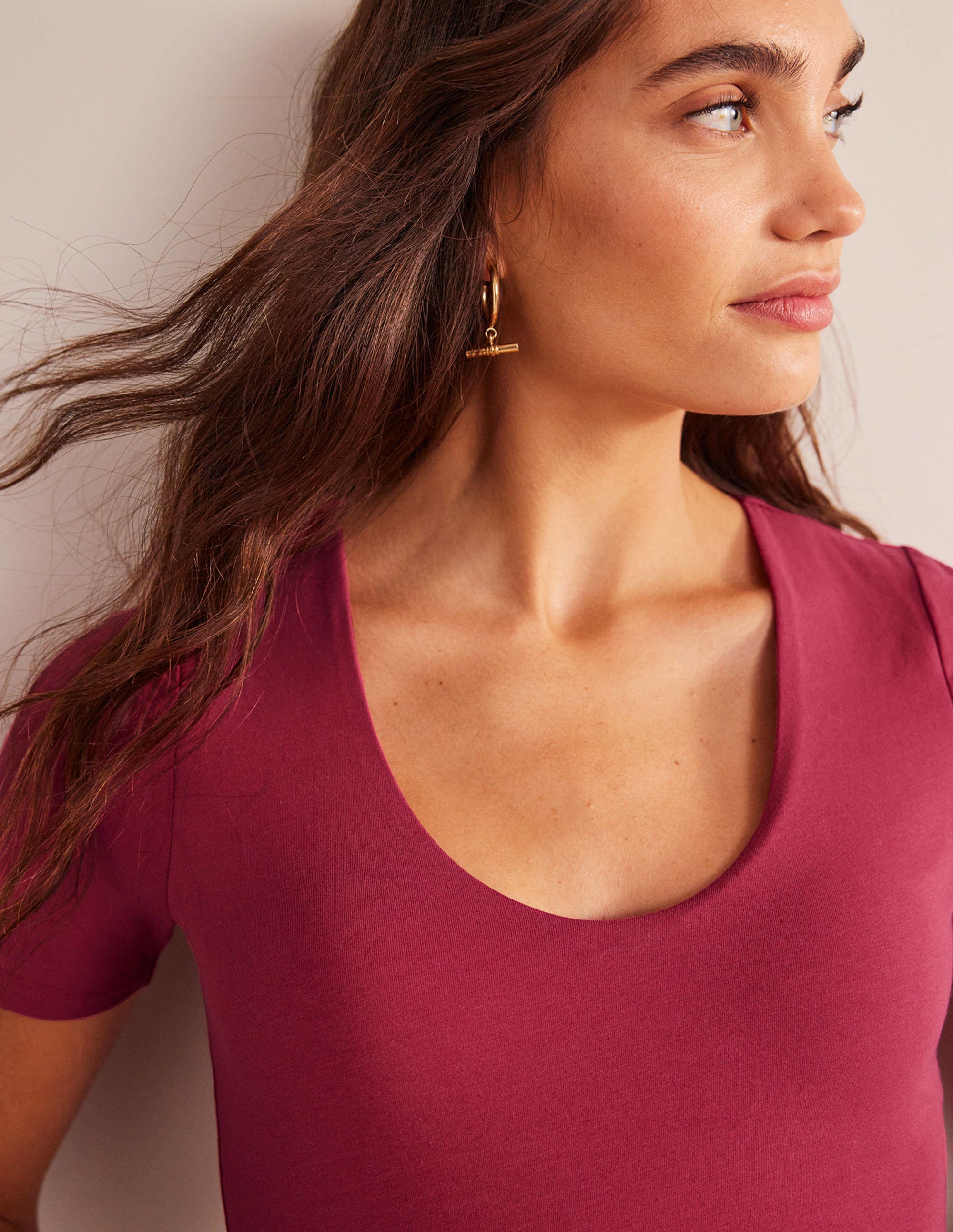 Double Layer Short Sleeve Top-Warm Cranberry - Image 2