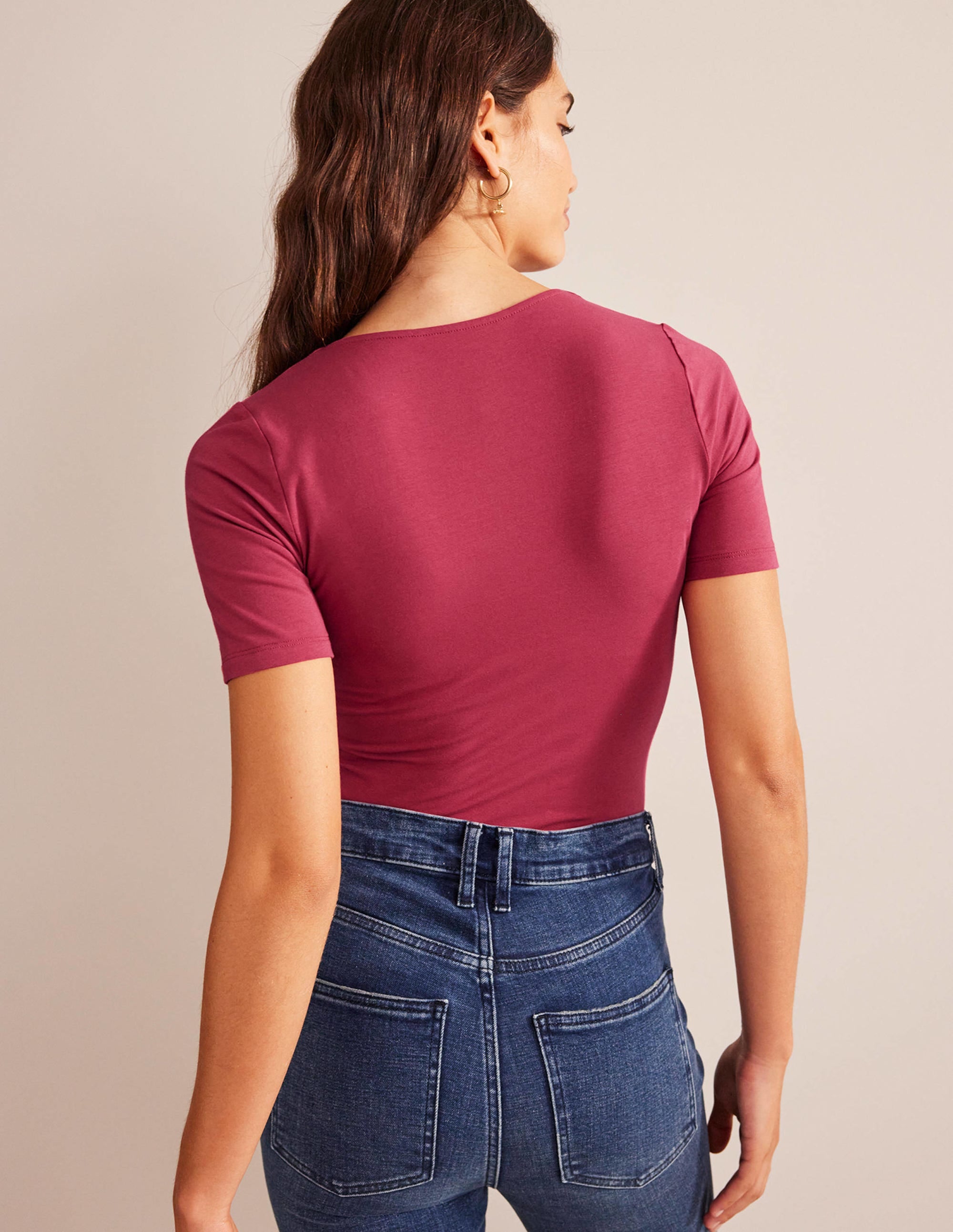 Double Layer Short Sleeve Top-Warm Cranberry - Image 3