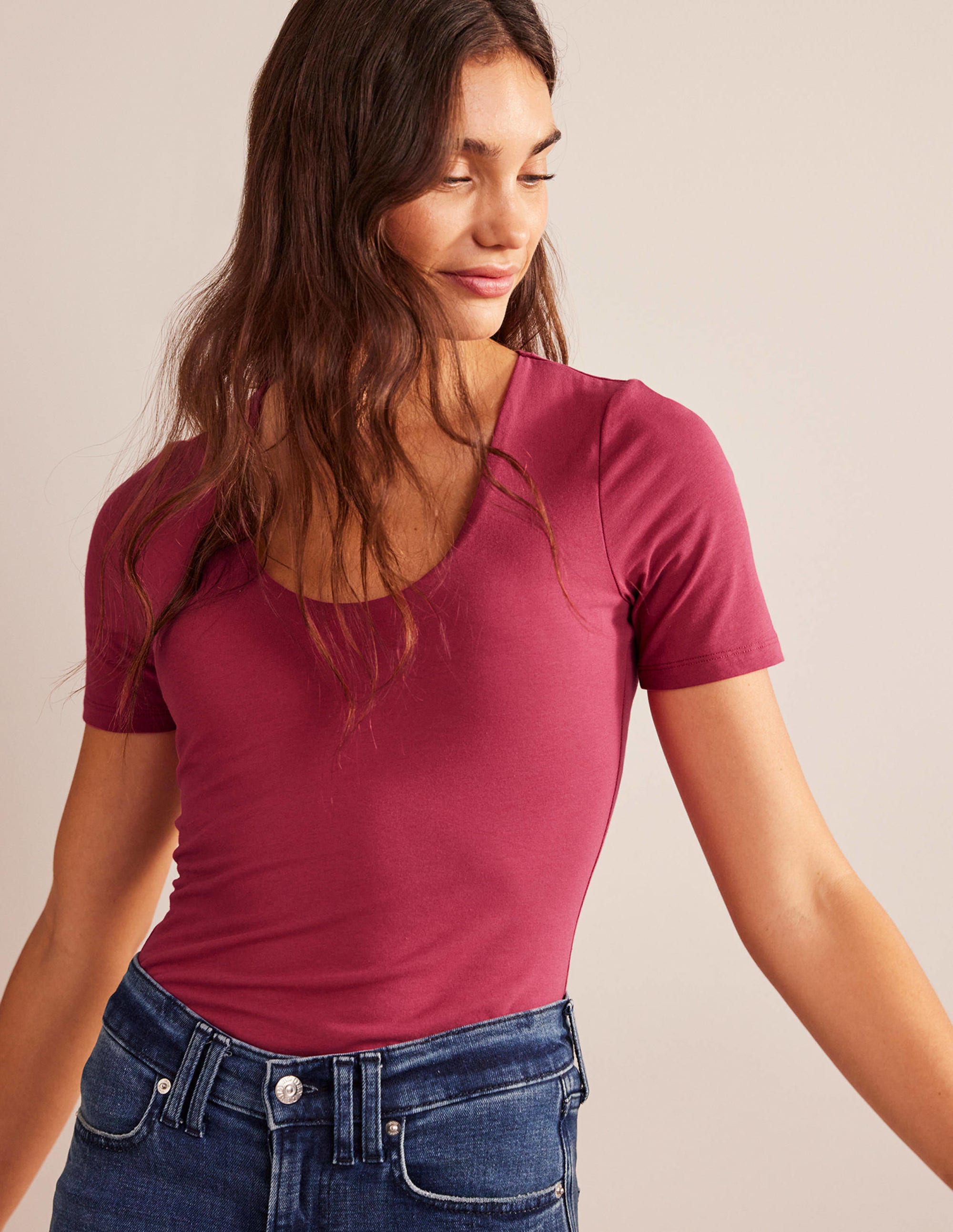 Double Layer Short Sleeve Top-Warm Cranberry - Image 4