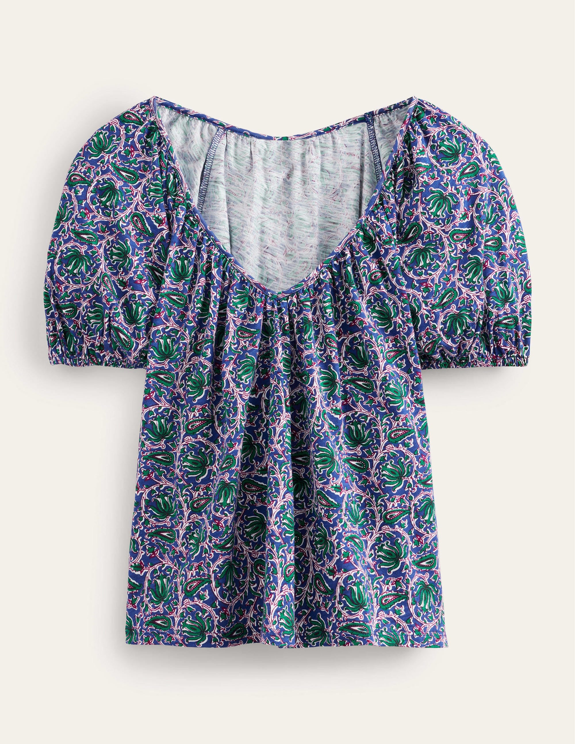 V-Neck Jersey Swing Top-Blue Wave, Botanic Vine - Image 5