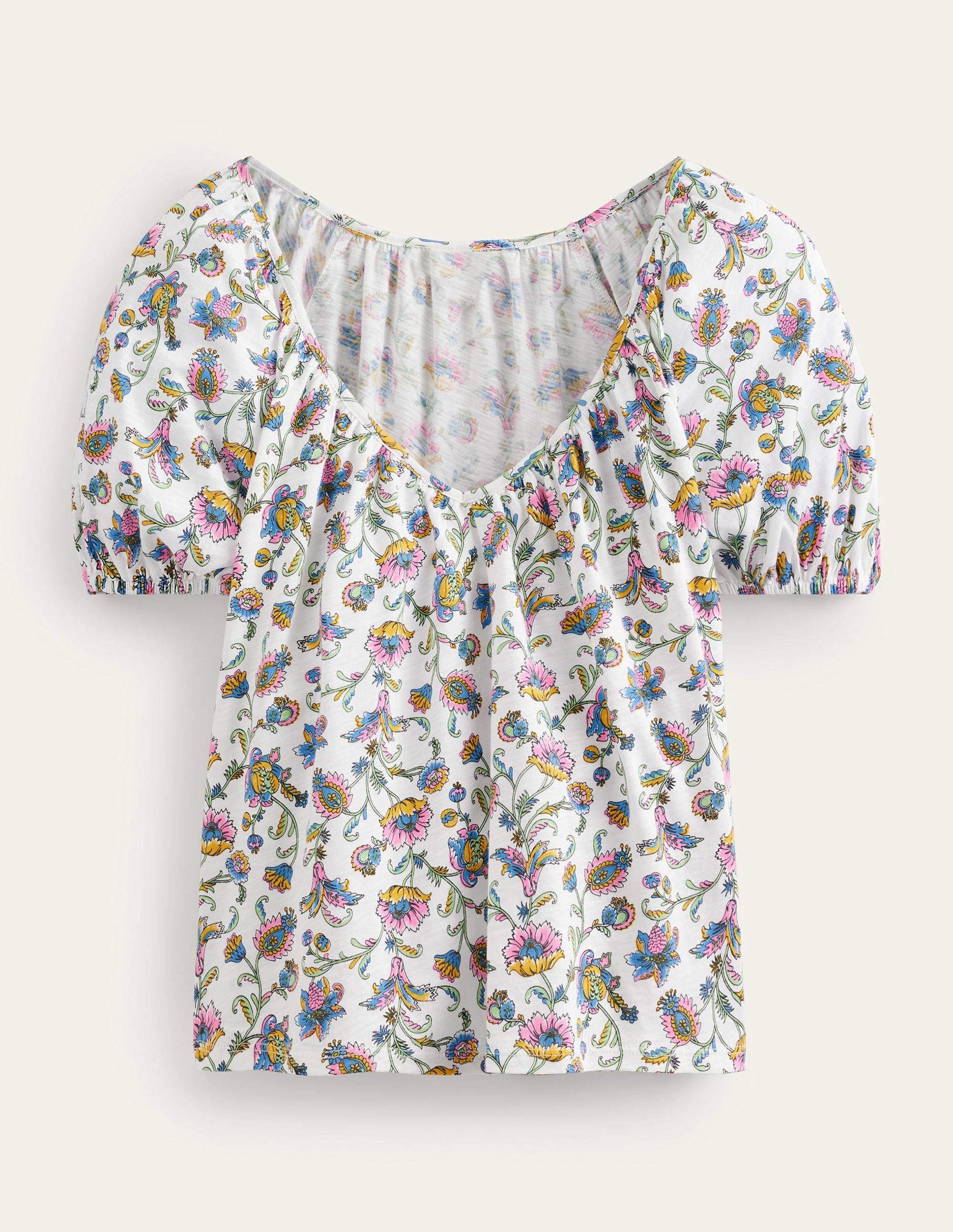 V-Neck Jersey Swing Top-Ivory Plum Blossom - Image 5