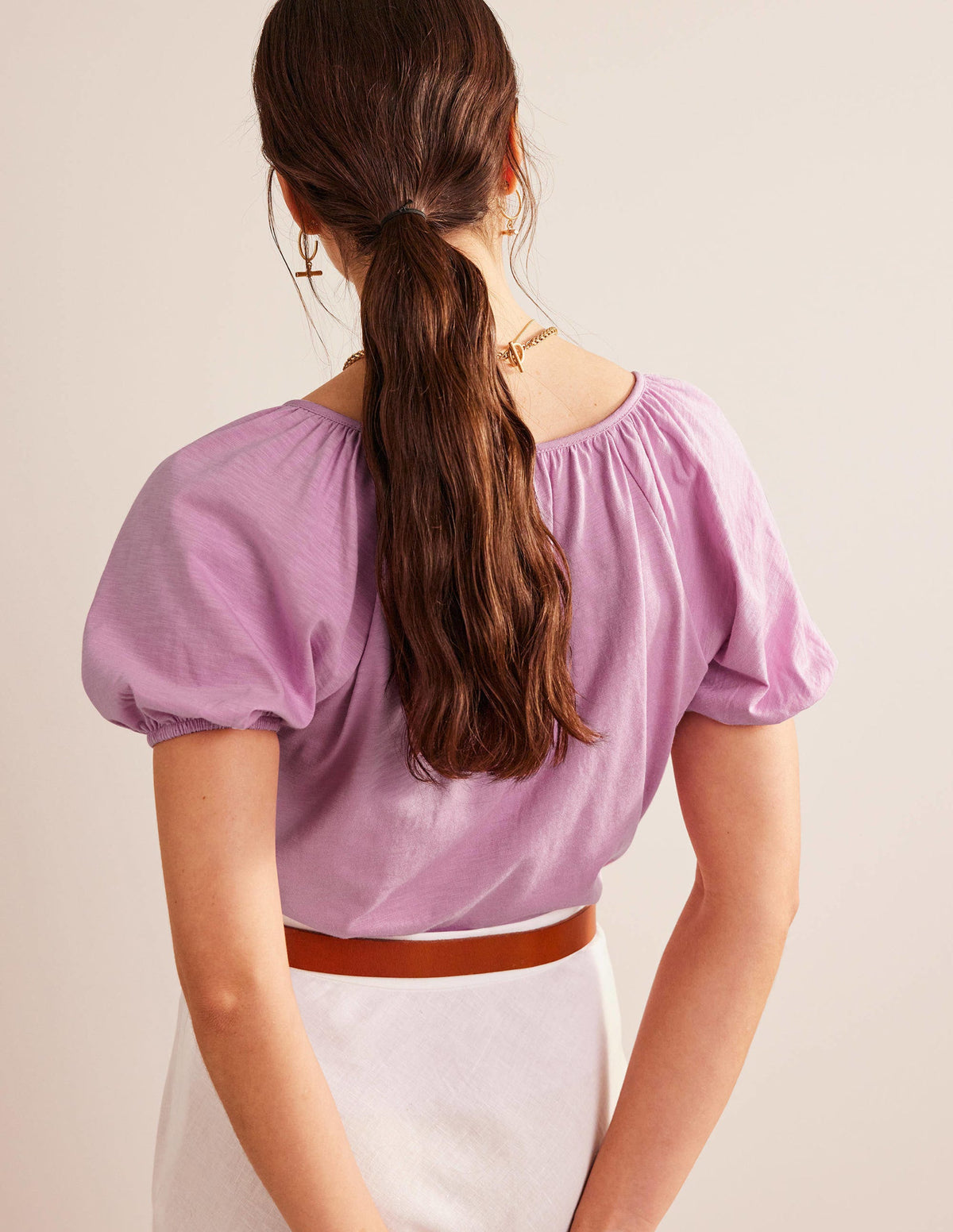 V-Neck Jersey Swing Top-Soft Lavender - Image 3