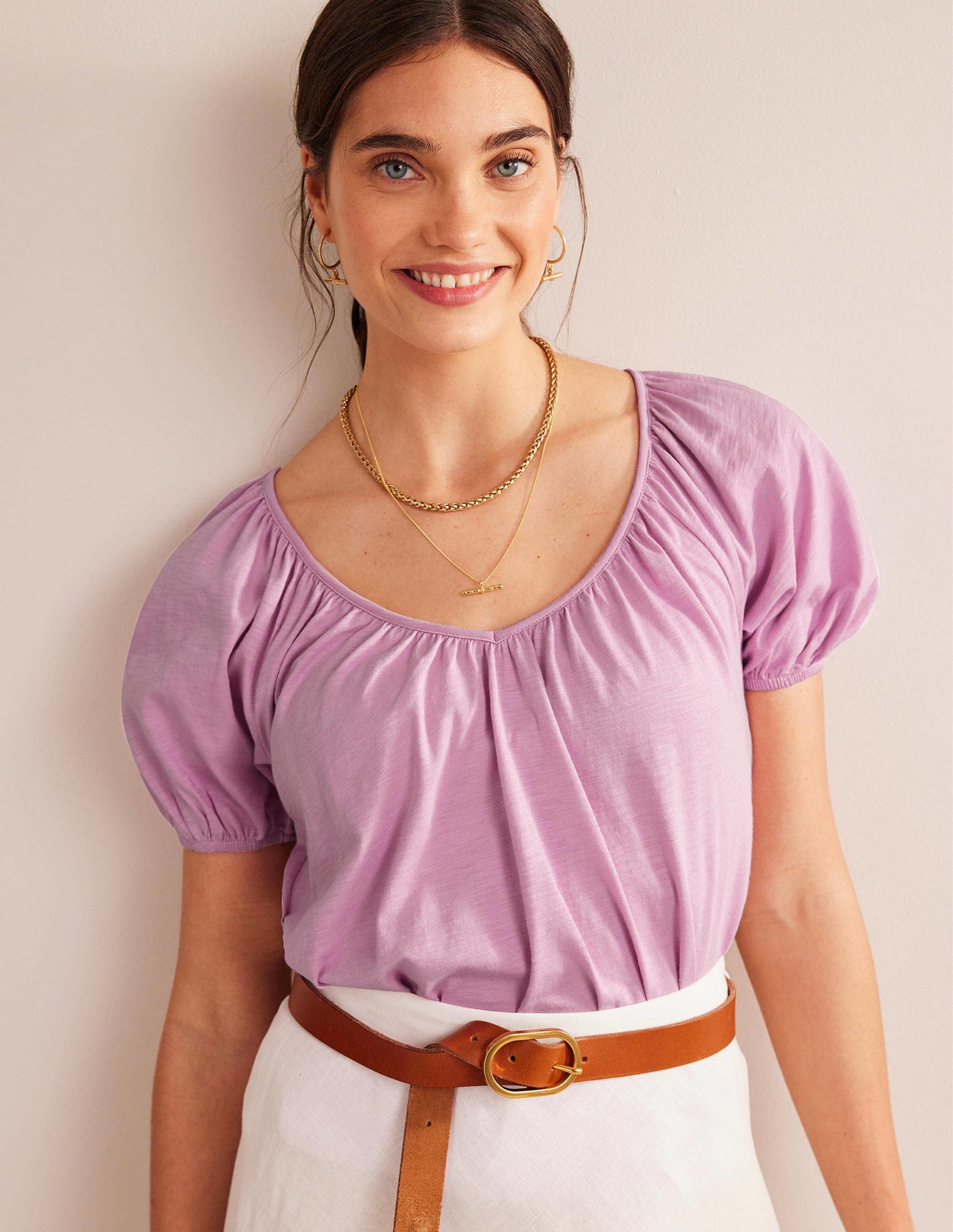 V-Neck Jersey Swing Top-Soft Lavender-4