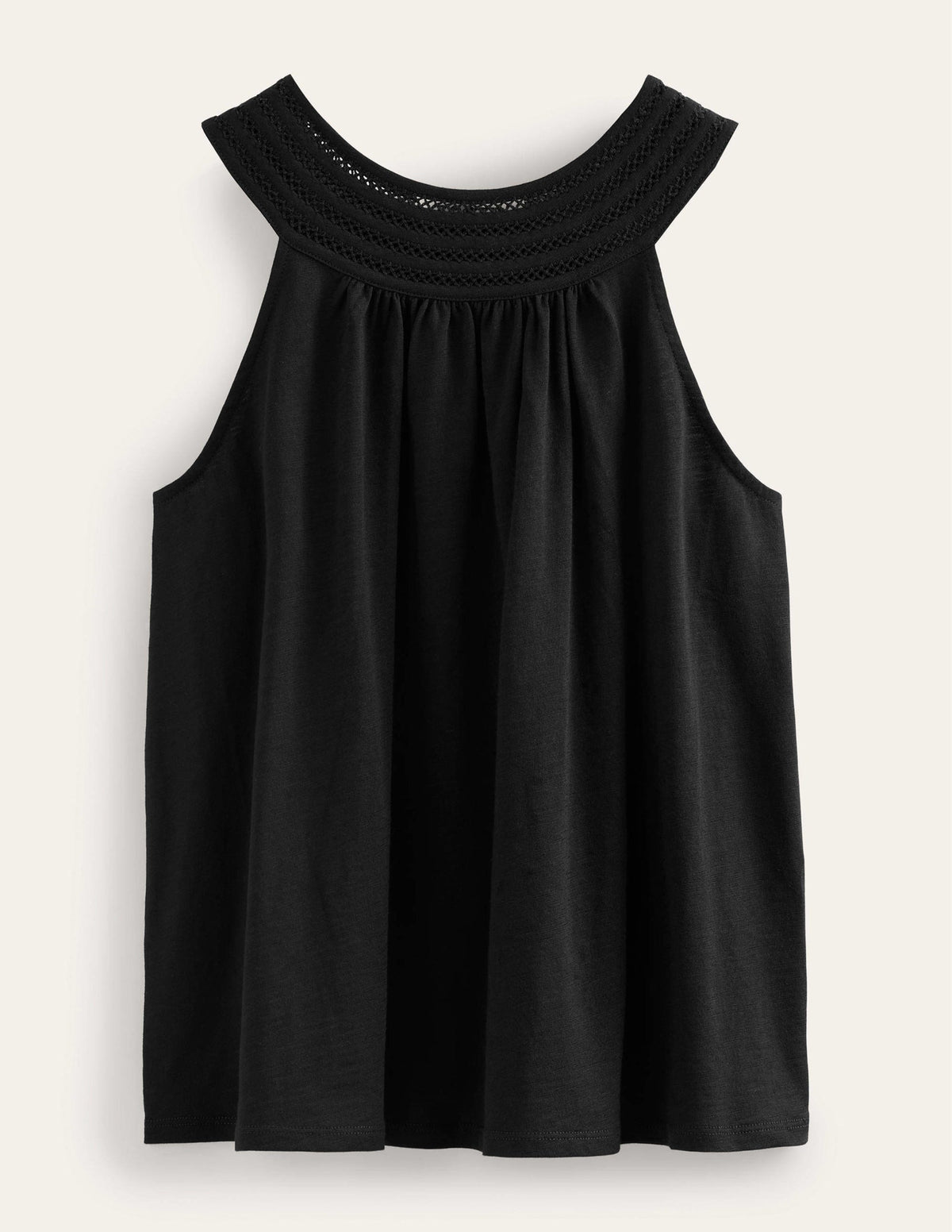 Trim Neck Jersey Swing Top-Black-5