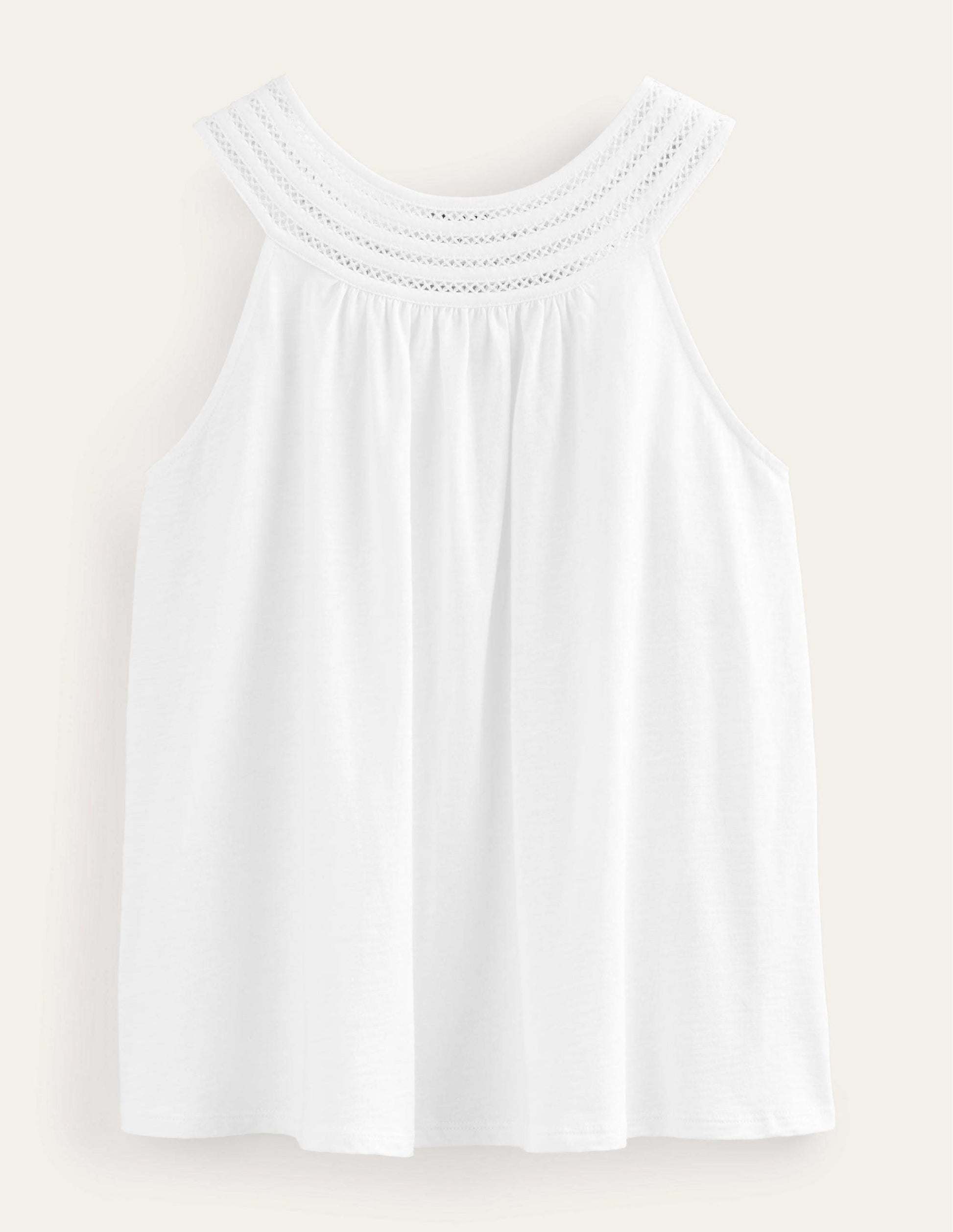Trim Neck Jersey Swing Top-White-5