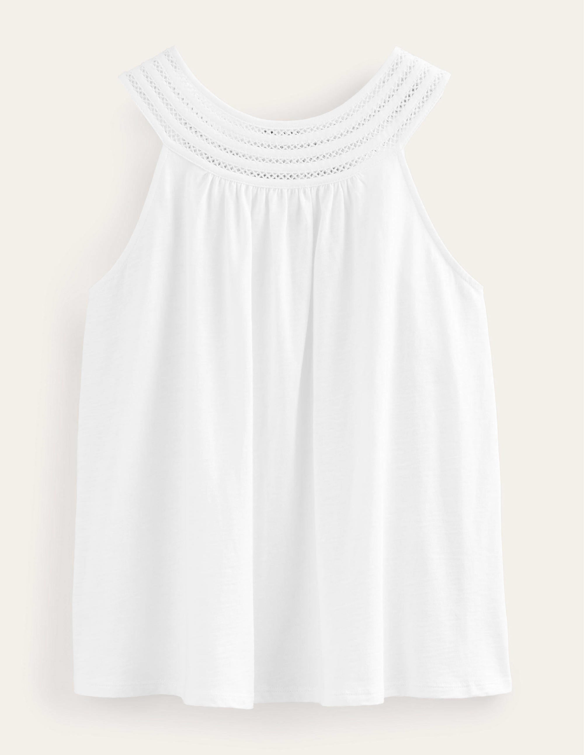 Trim Neck Jersey Swing Top-White - Image 5