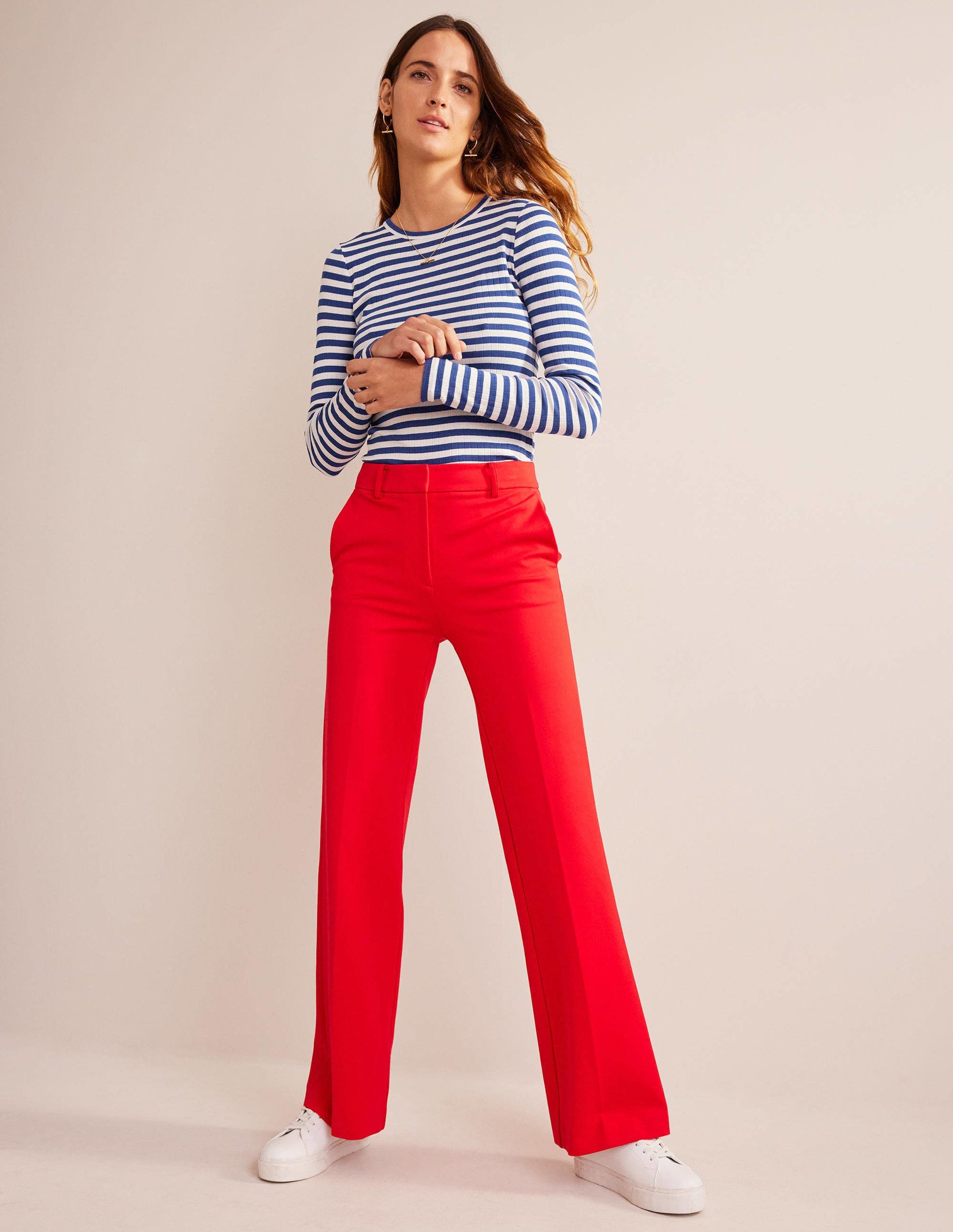 Anna Rib Crew T-Shirt-Lapis Blue, Ivory Stripe-4