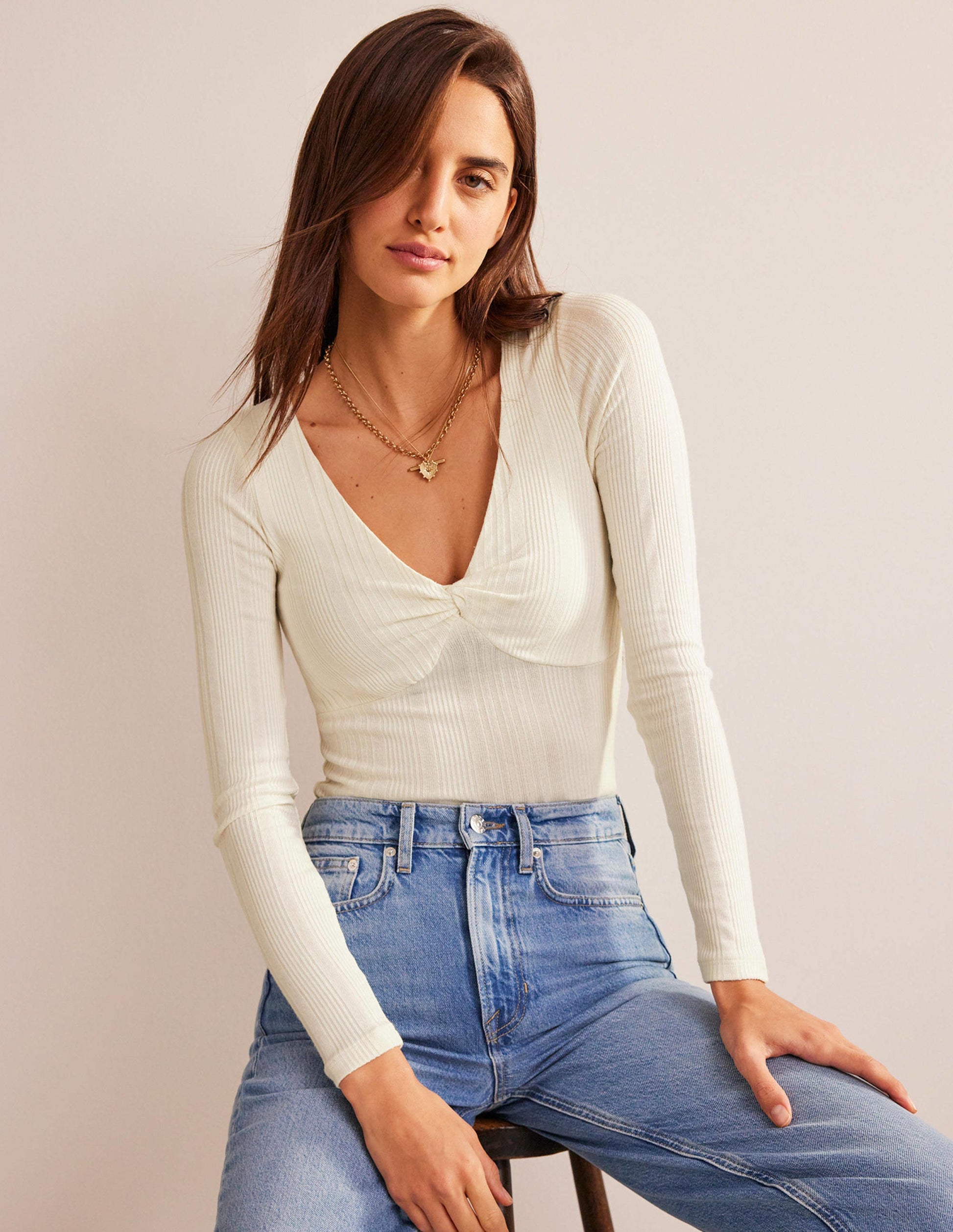 Tie Front Top-Ivory-4
