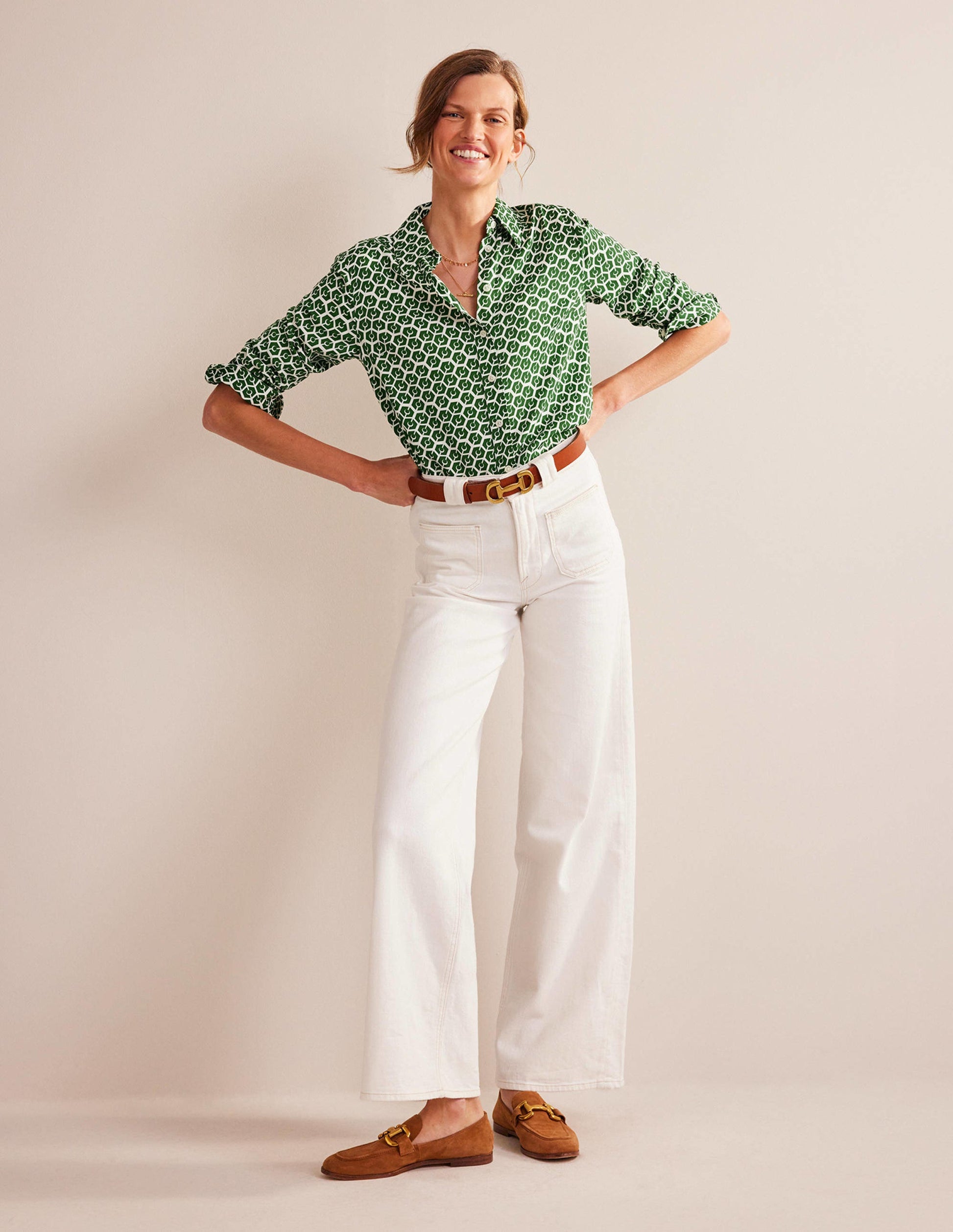 Straight-Fit Twill Shirt-Winter Green, Reverie-4