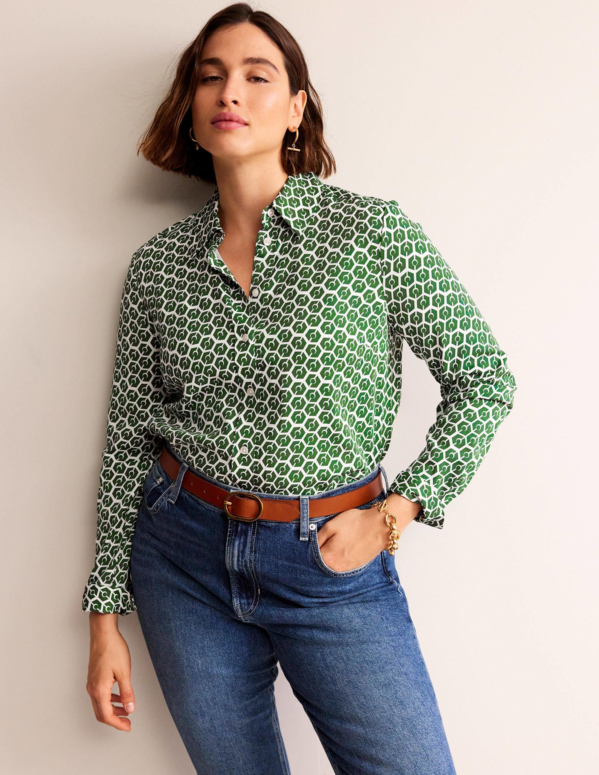 Straight-Fit Twill Shirt-Winter Green, Reverie - Image 5