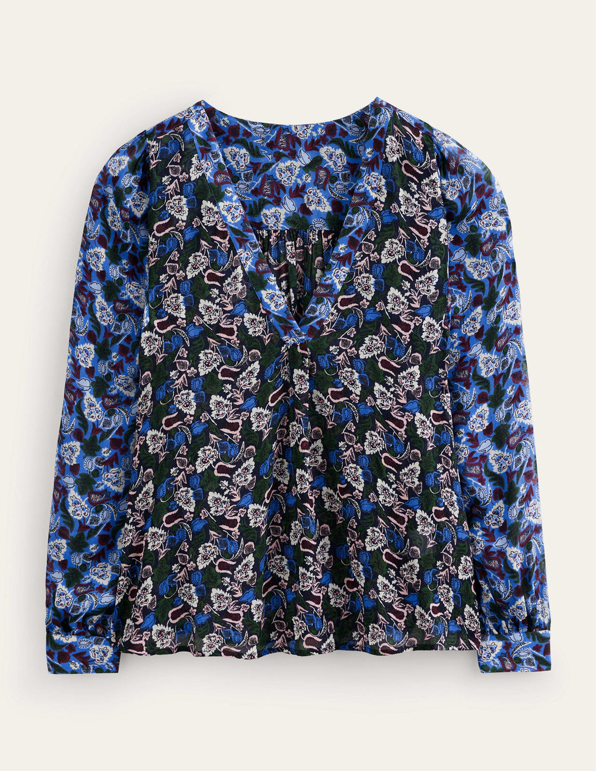 Printed V-Neck Blouse-Multi, Tulip Bloom - Image 8