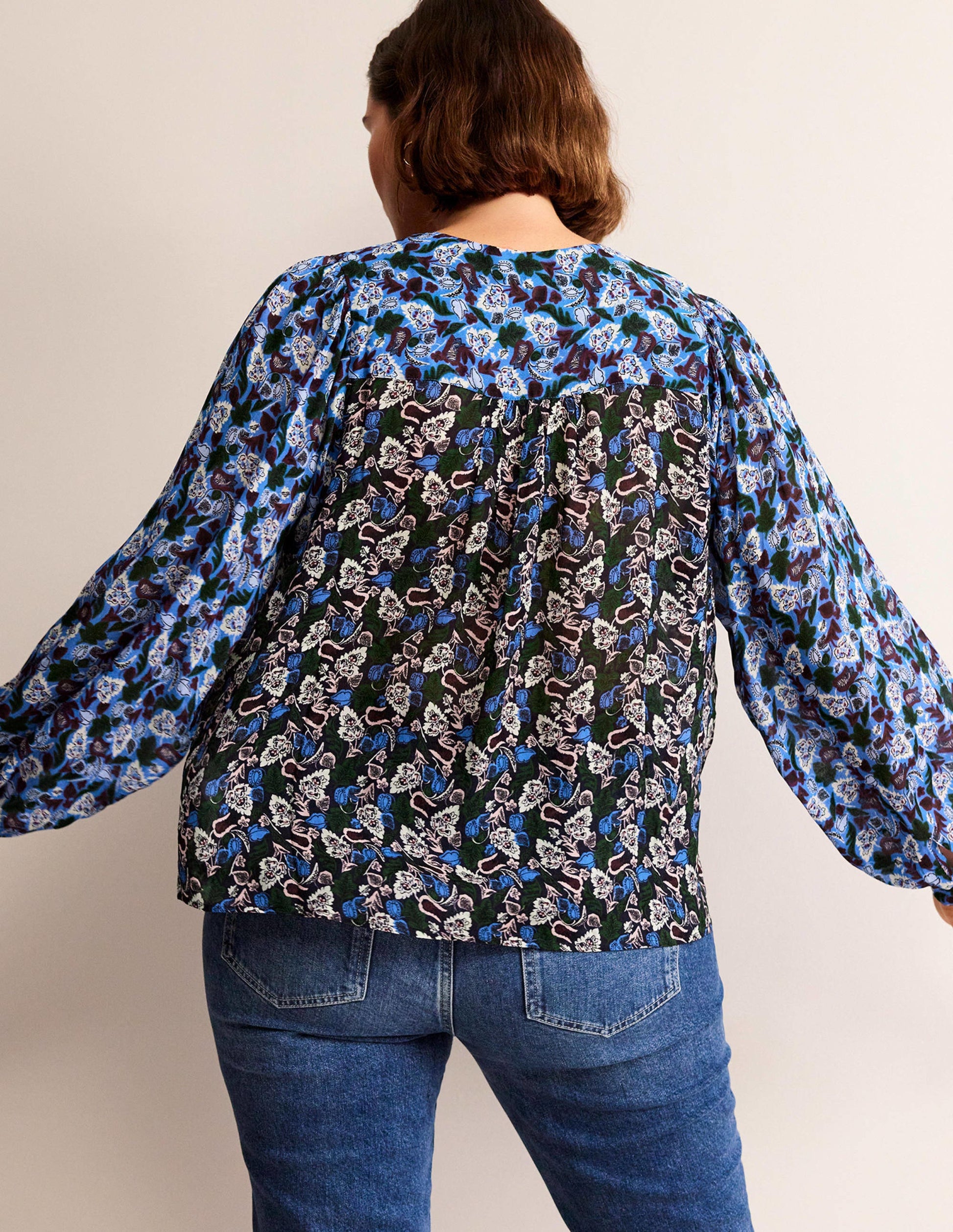Printed V-Neck Blouse-Multi, Tulip Bloom-6