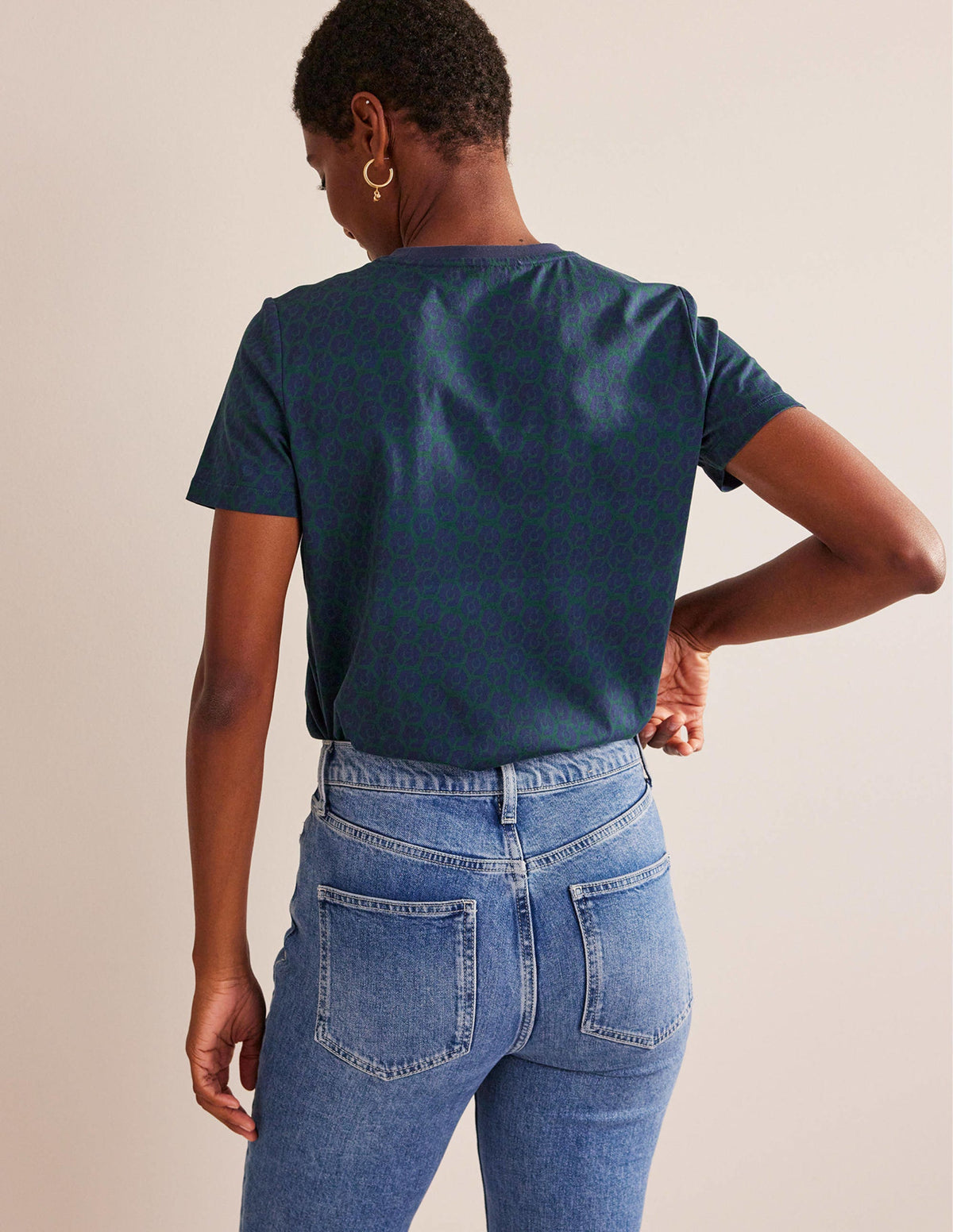 Printed Crew Neck T-shirt-Emerald Night, Reverie - Image 3