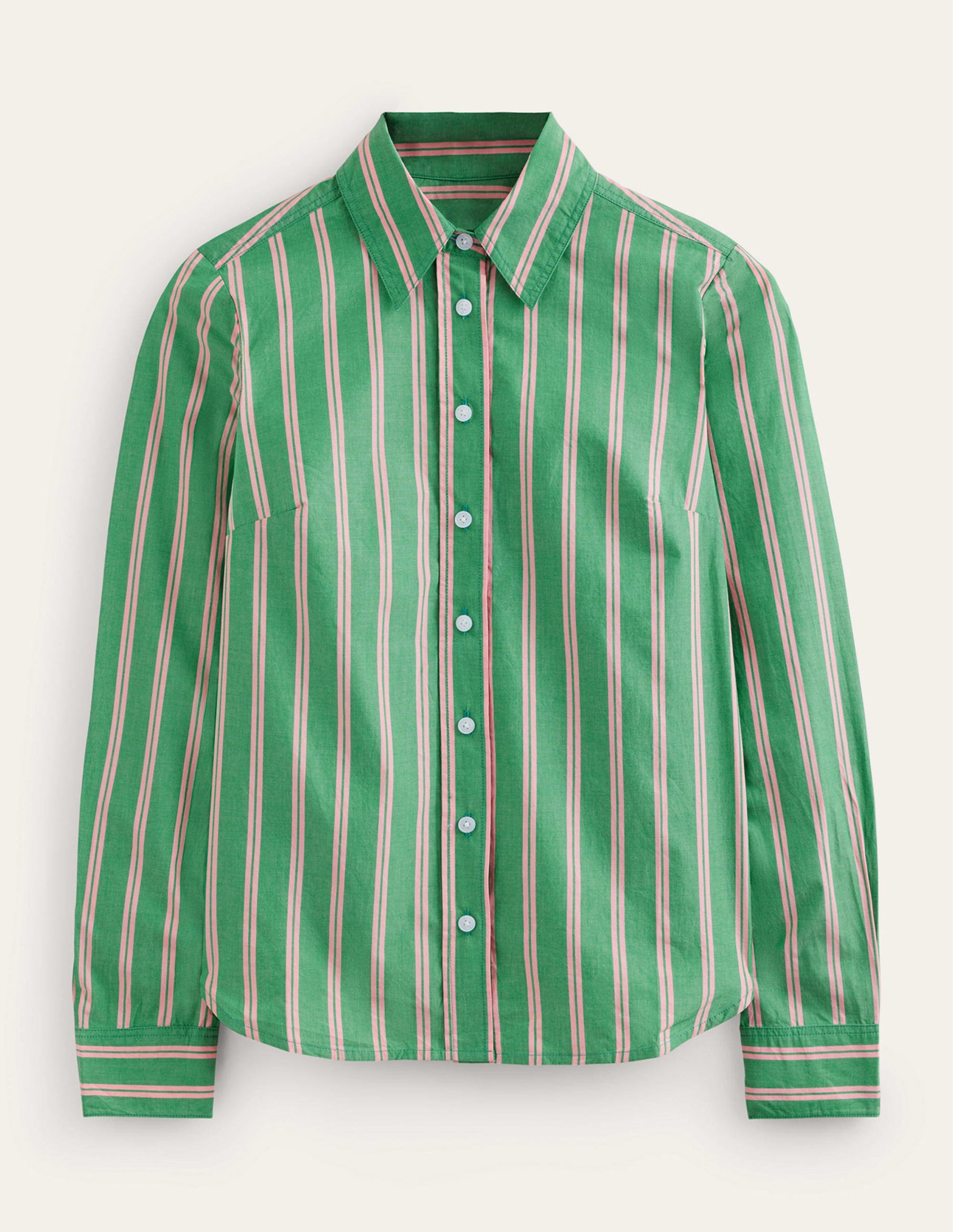 Sienna Cotton Shirt-Green and Pink Tram Stripe-5