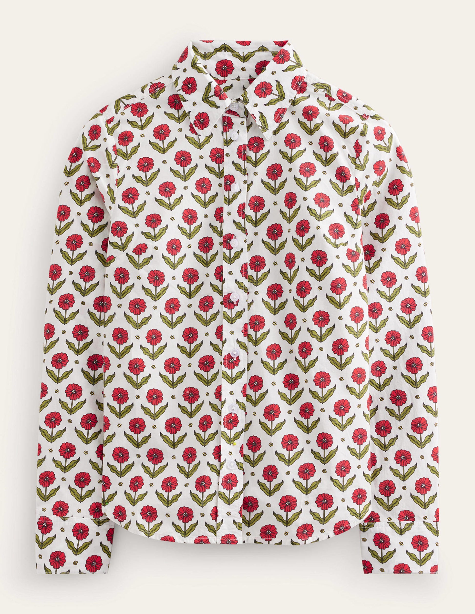 Sienna Cotton Shirt-Ivory, Daisy Foliage-8