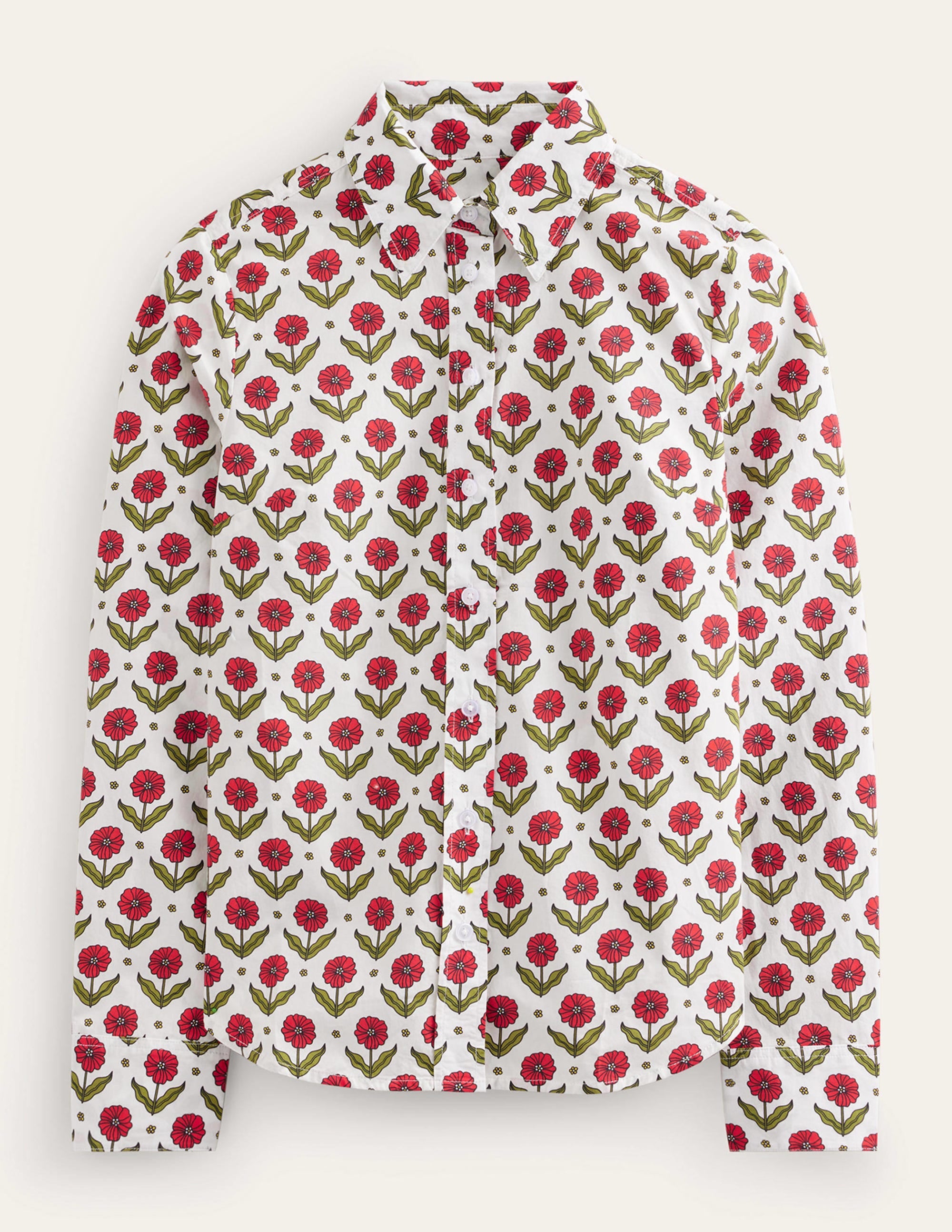 Sienna Cotton Shirt-Ivory, Daisy Foliage - Image 8