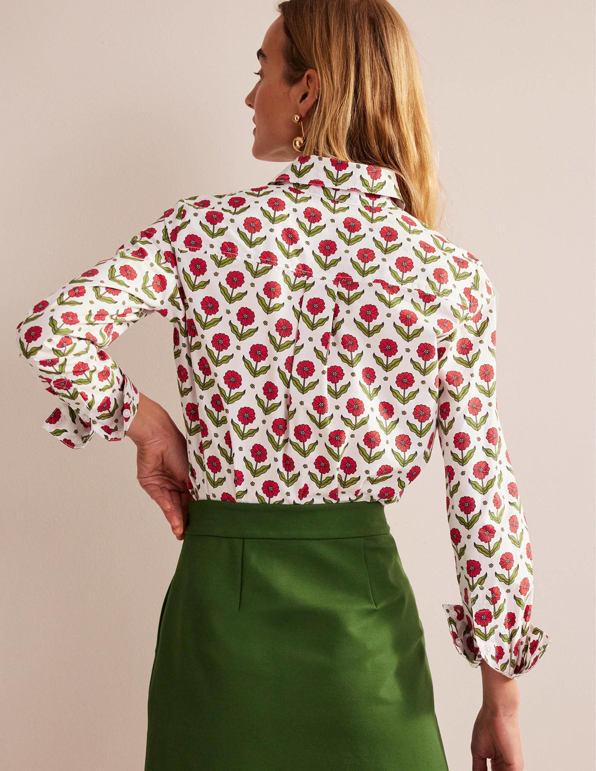 Sienna Cotton Shirt-Ivory, Daisy Foliage-3