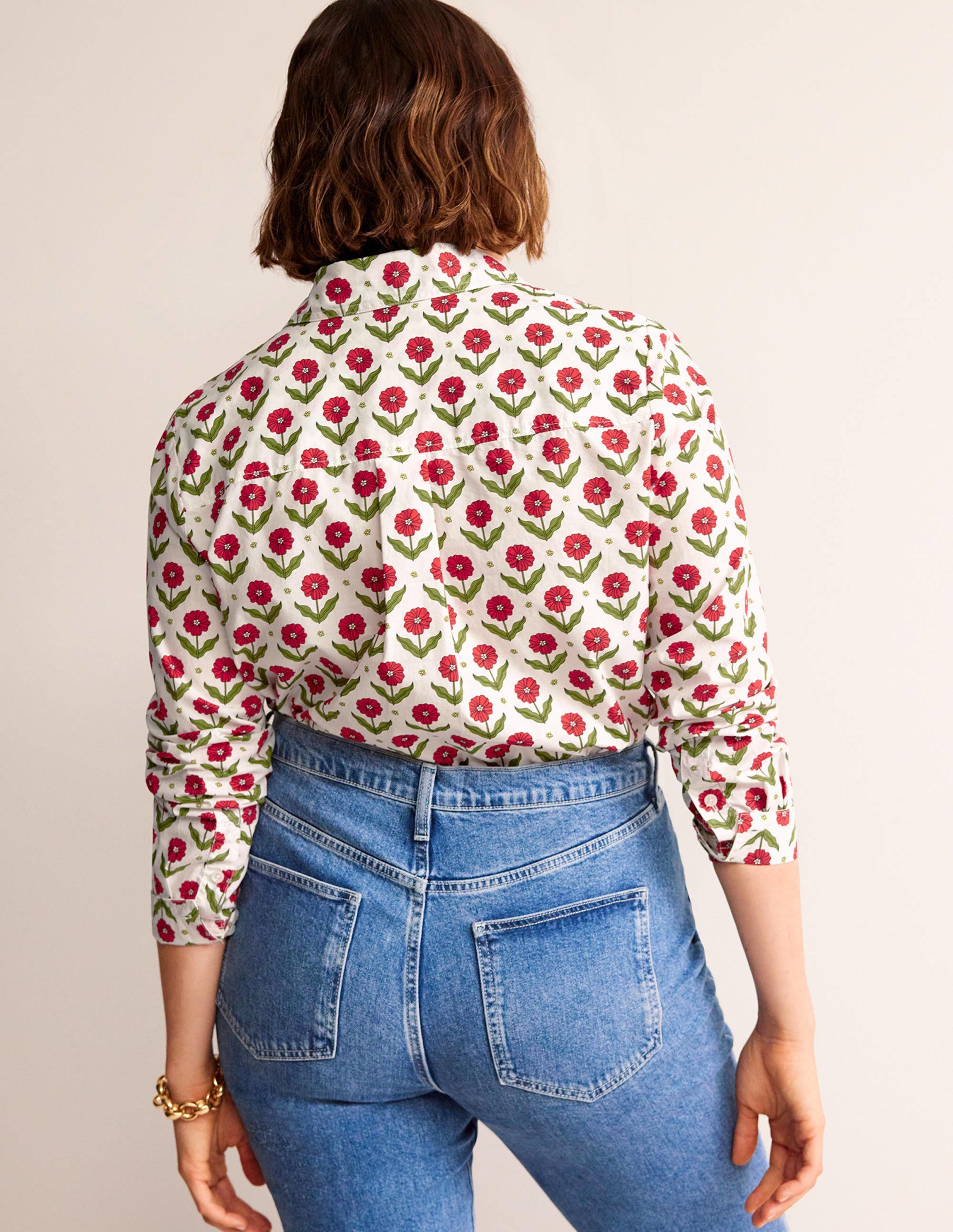 Sienna Cotton Shirt-Ivory, Daisy Foliage - Image 7