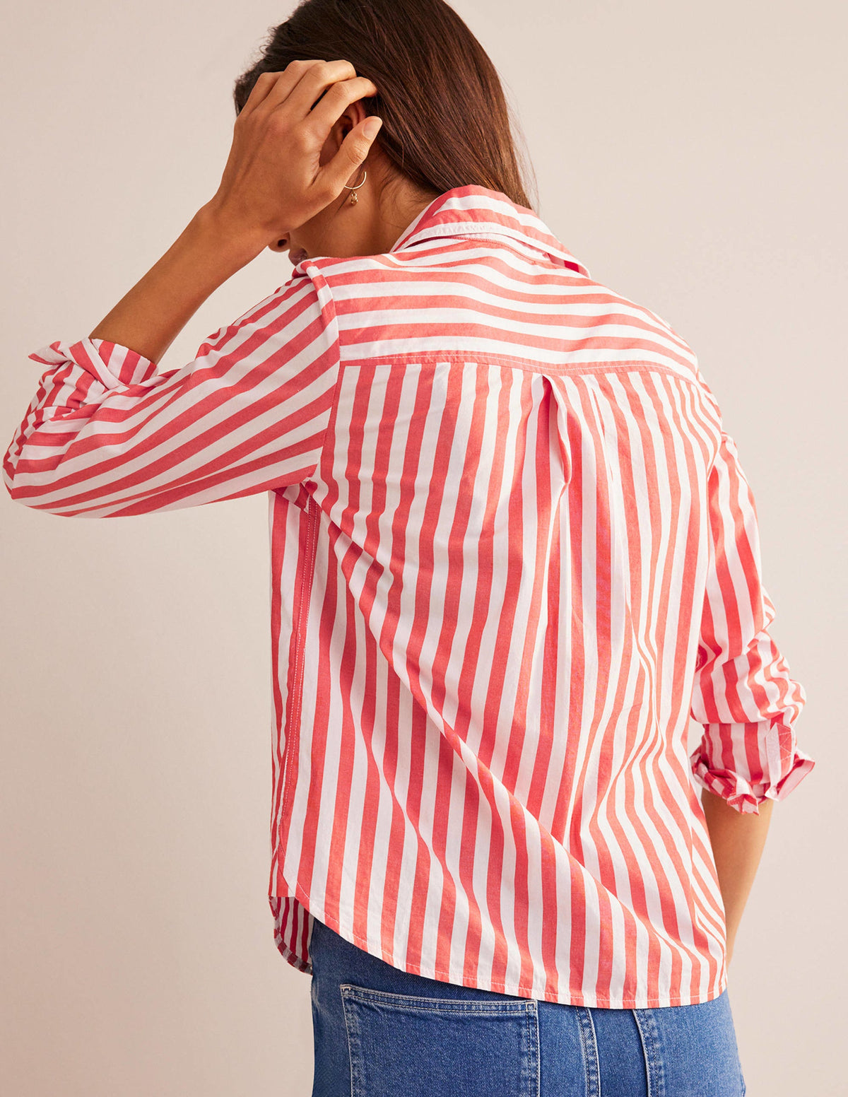 Sienna Cotton Shirt-Bright Red Stripe-3