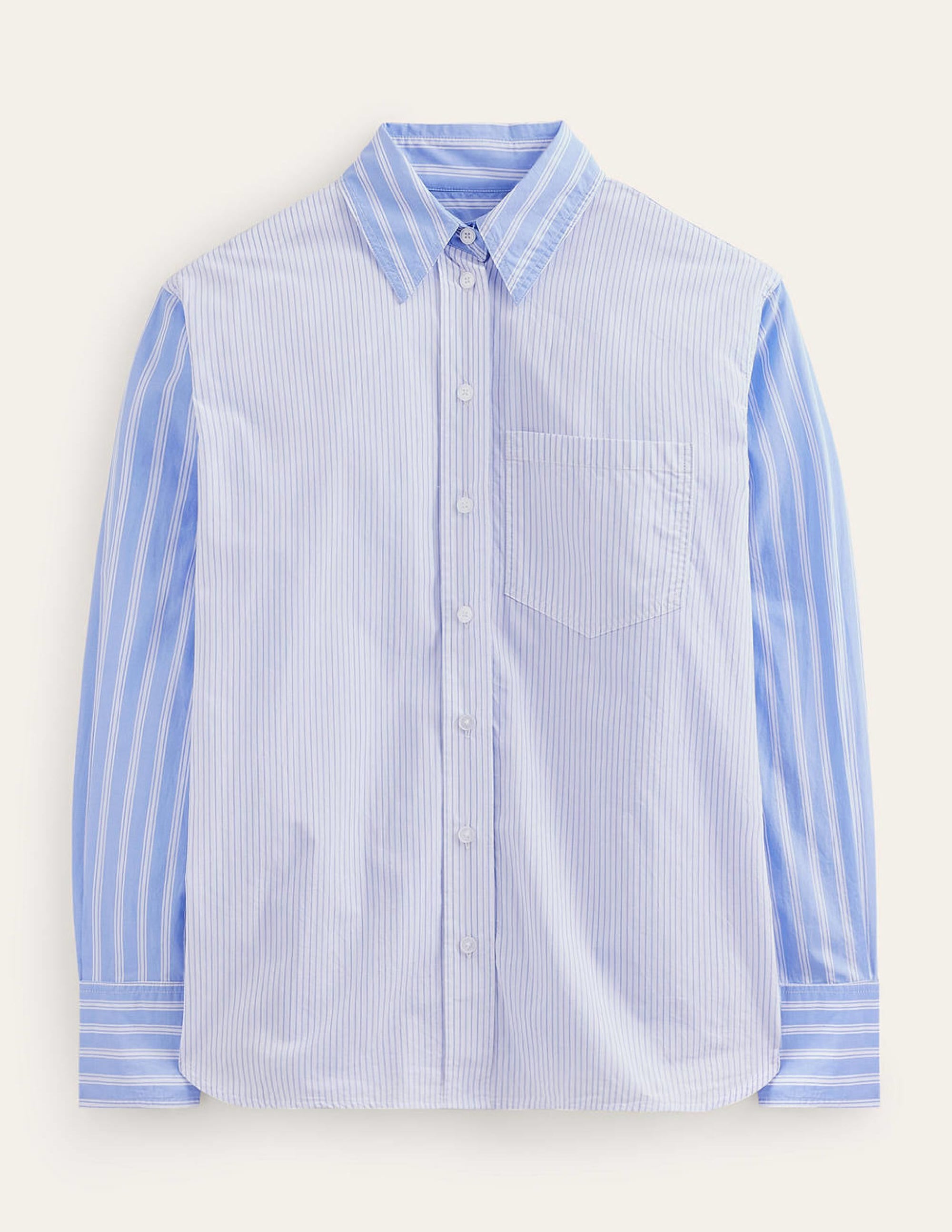 Connie Cotton Shirt-Ivory, Blue Hotch Stripe - Image 10
