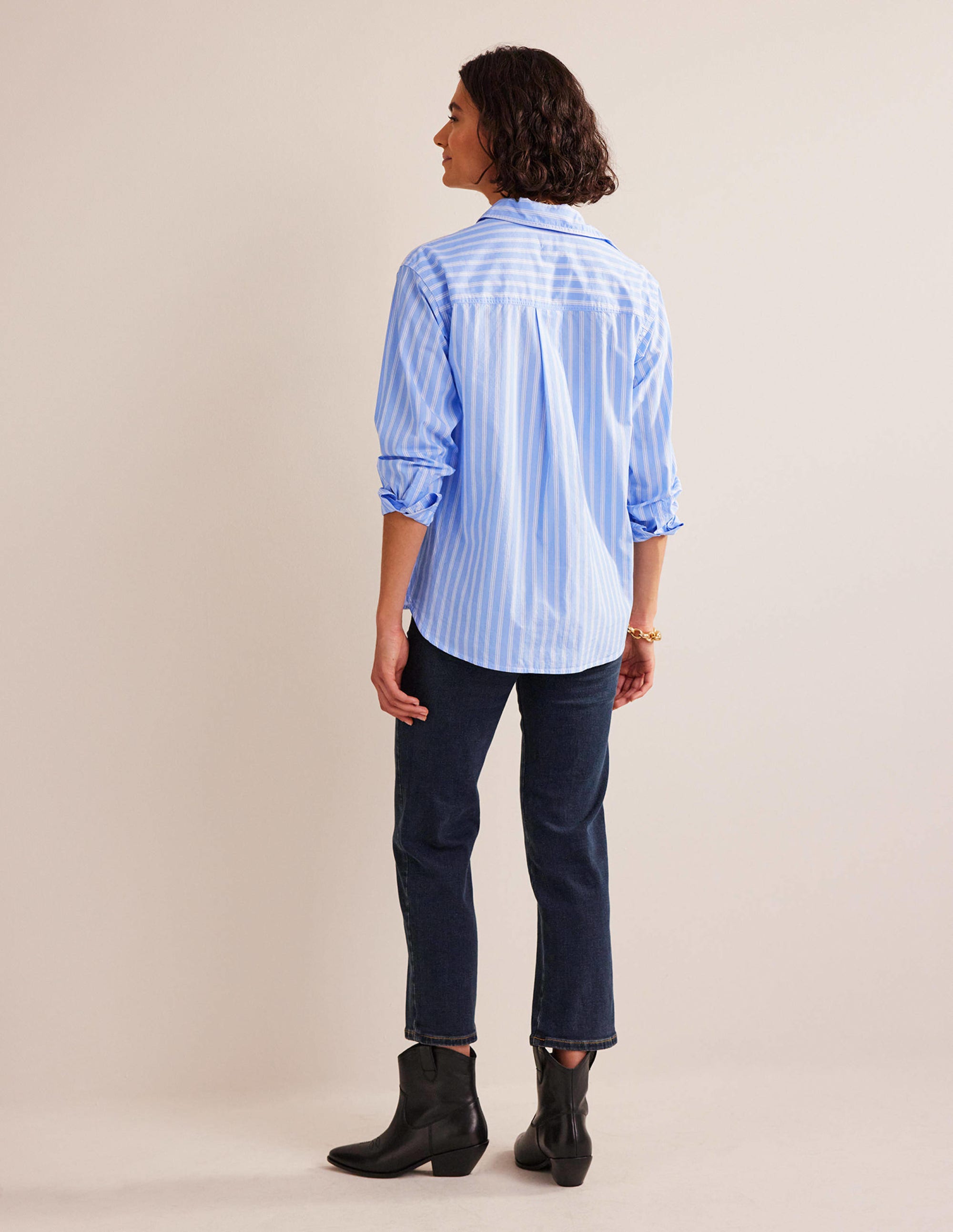 Connie Cotton Shirt-Ivory, Blue Hotch Stripe - Image 6