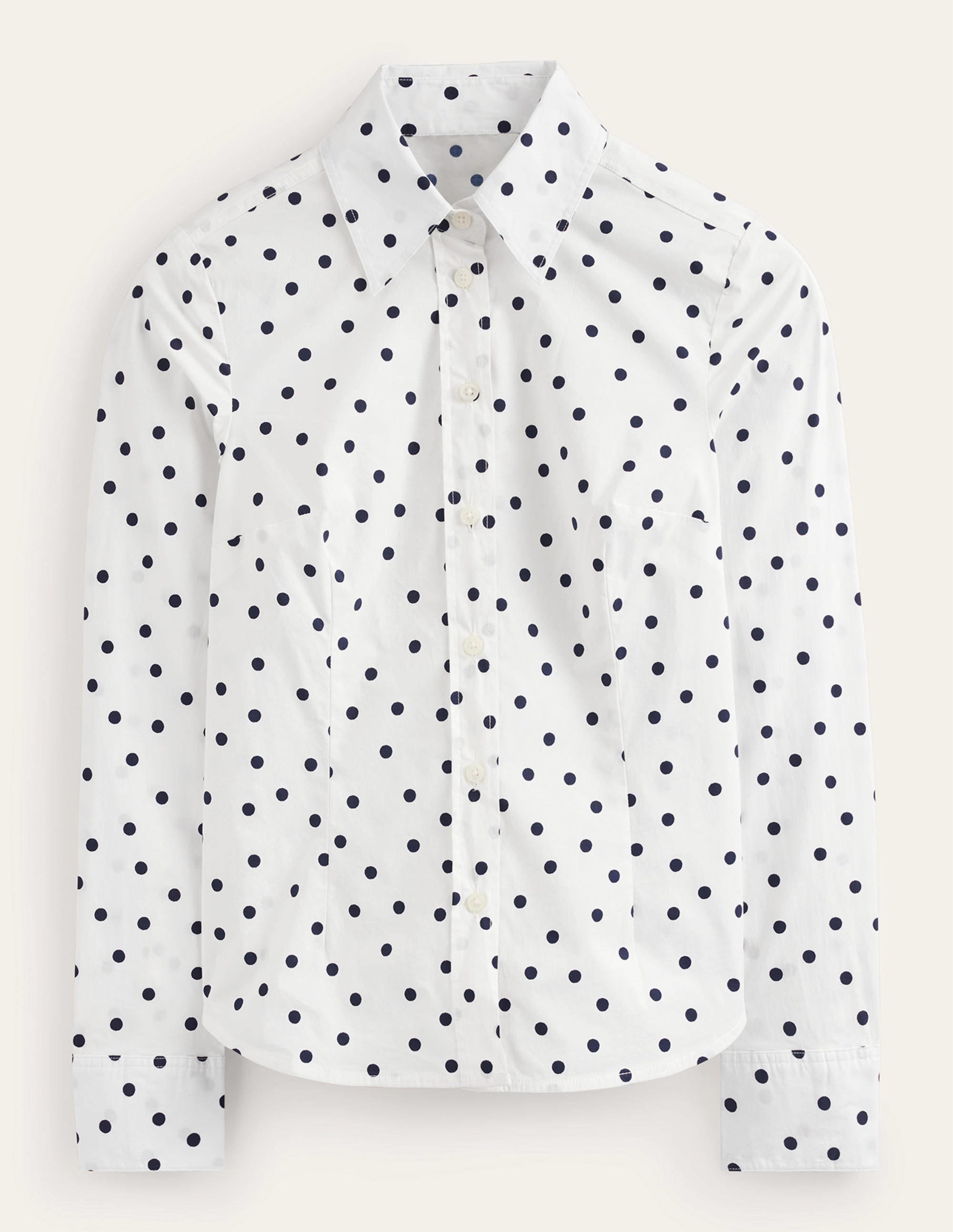 Saskia Stretch Cotton Shirt-Ivory, Spaced Dot - Image 5