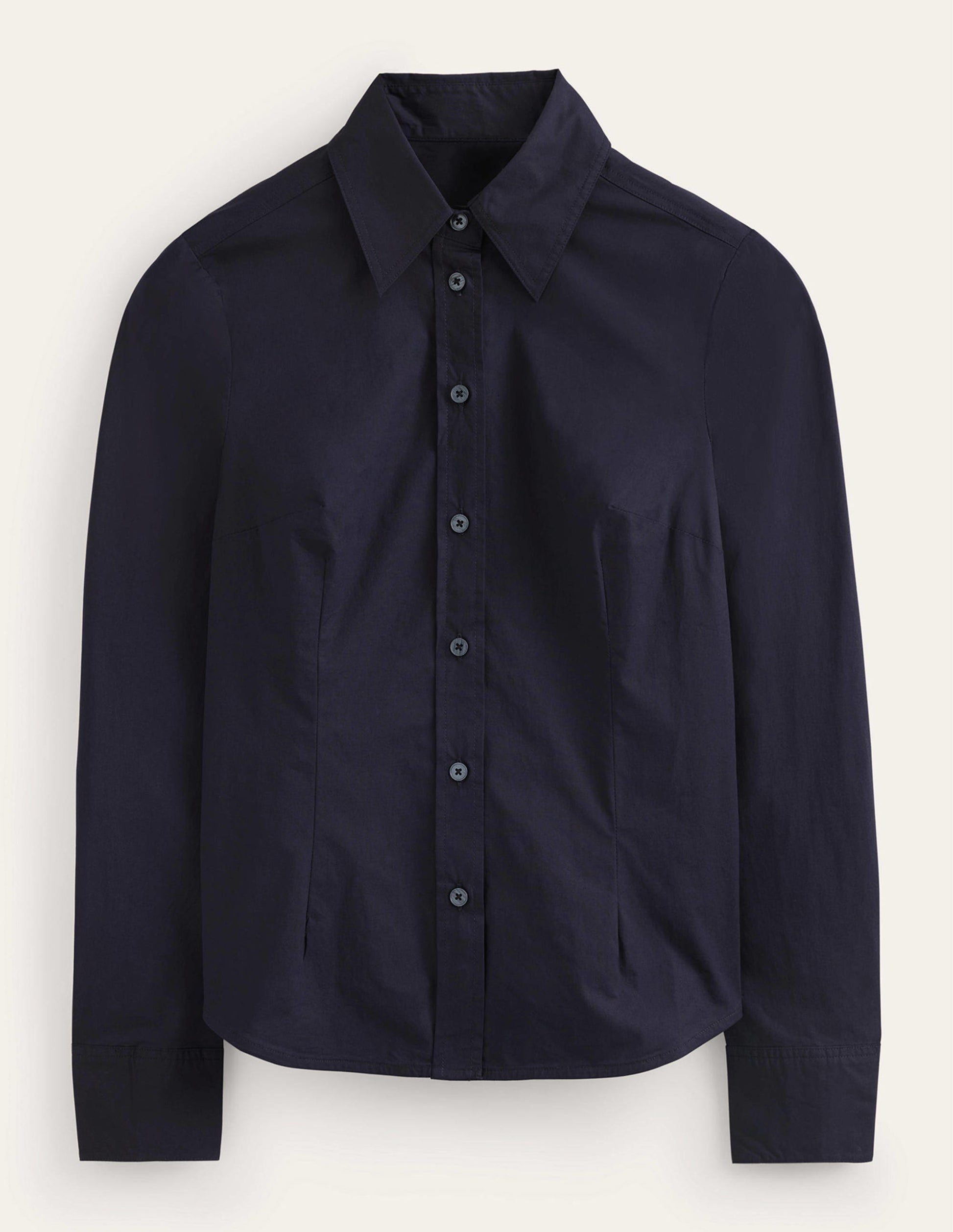 Saskia Stretch Cotton Shirt-Navy-5