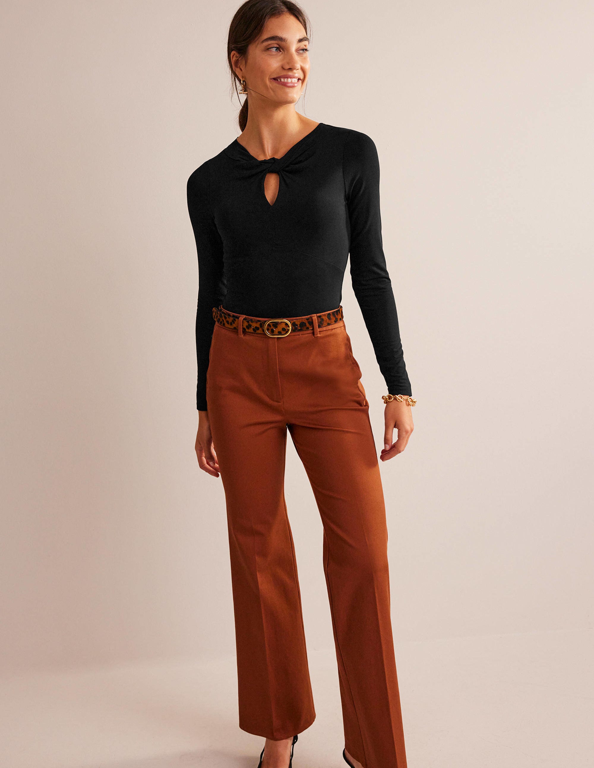 Knot Front Jersey Top-Black - Image 4
