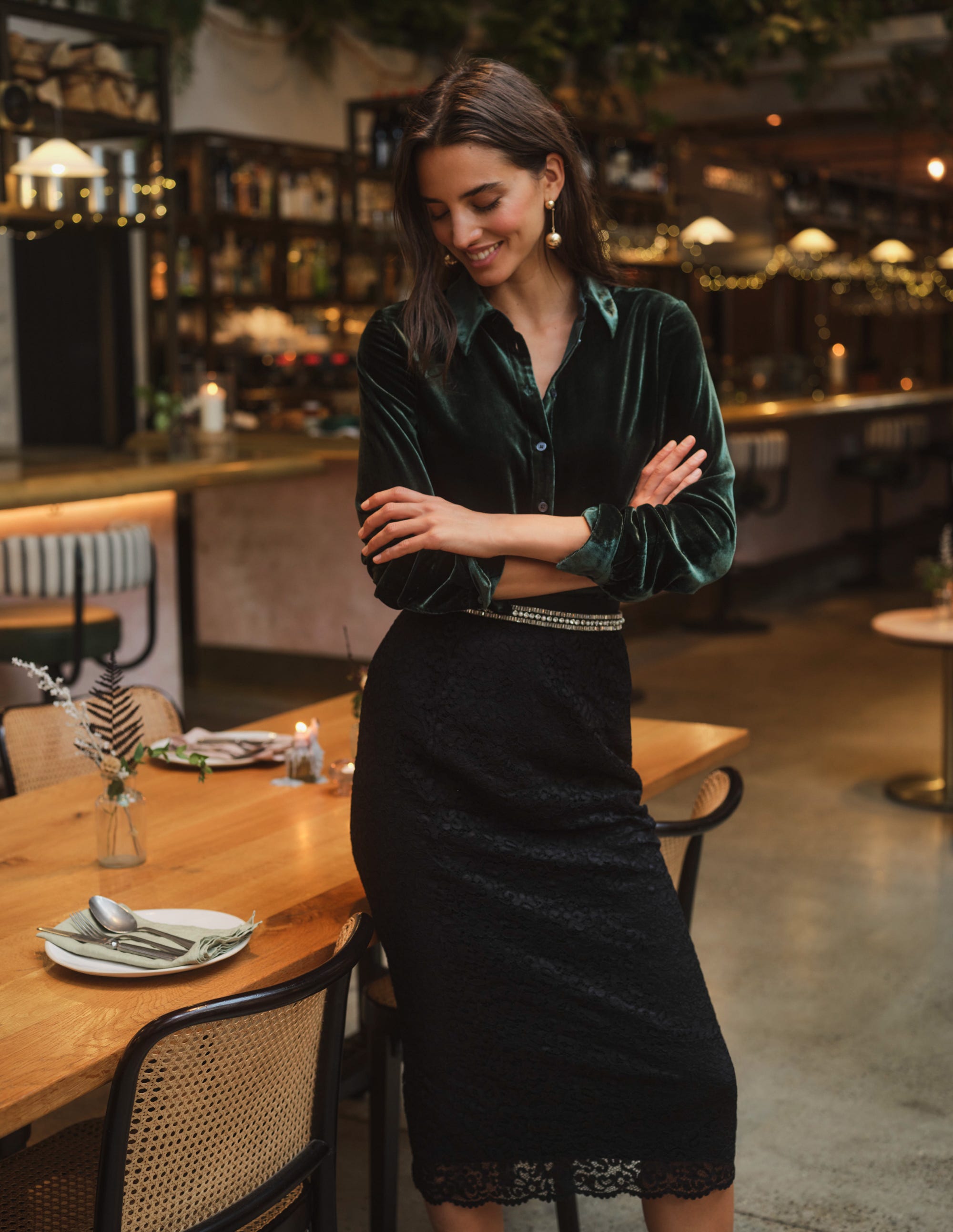 Sienna Velvet Shirt-Chatsworth Green - Image 5