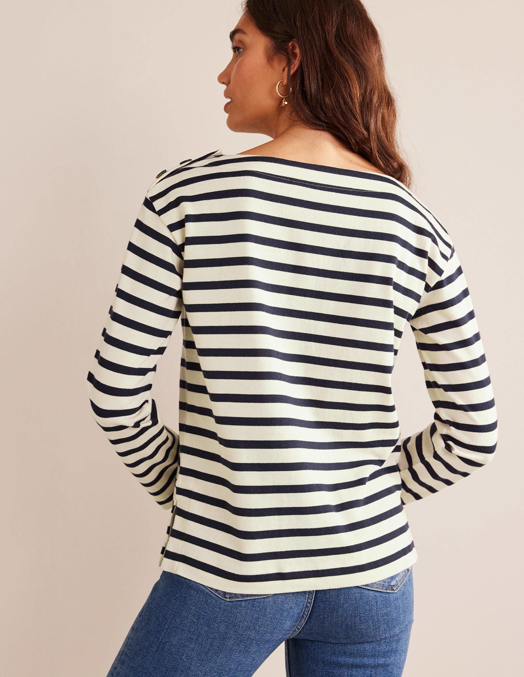 Sophie Breton Top-Ivory, Navy - Image 3