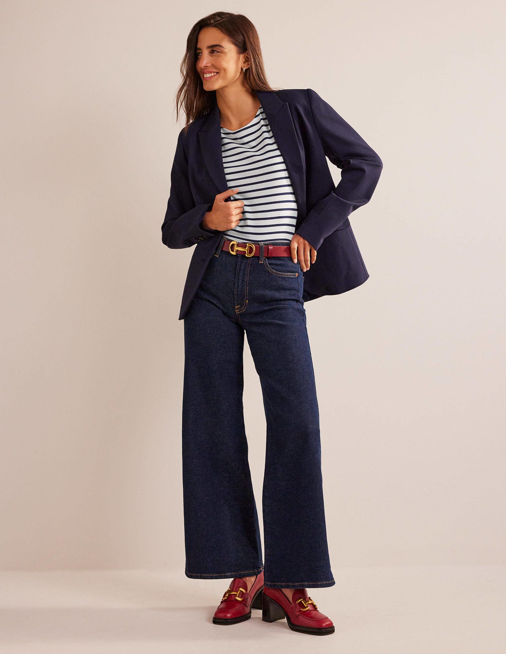 Ella Short Sleeve Breton-Ivory, Navy-4
