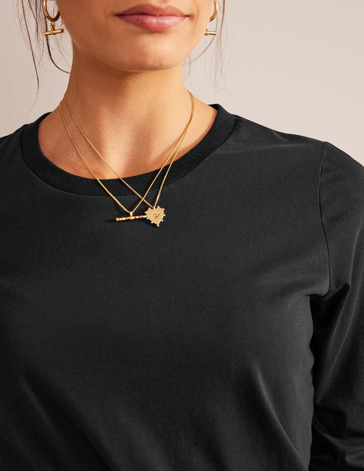 Pure Cotton Long Sleeve Top-Black-2