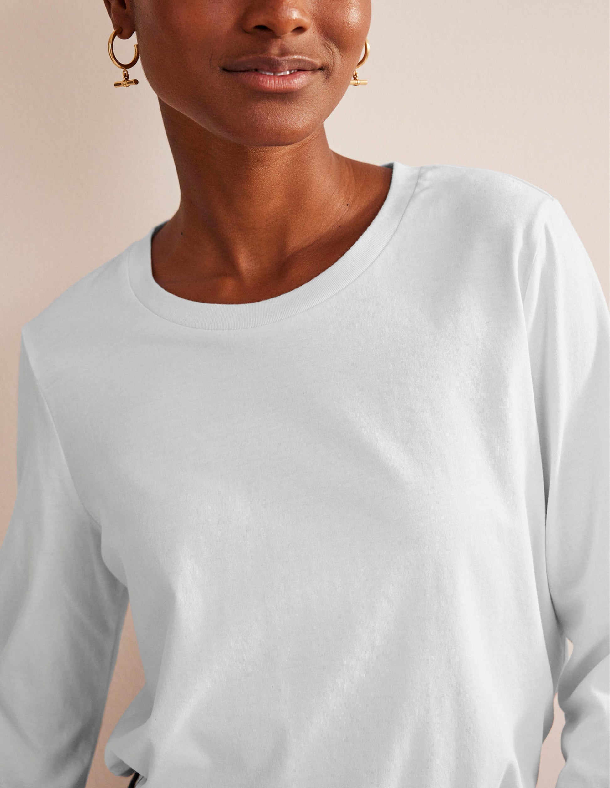 Pure Cotton Long Sleeve Top-White-2