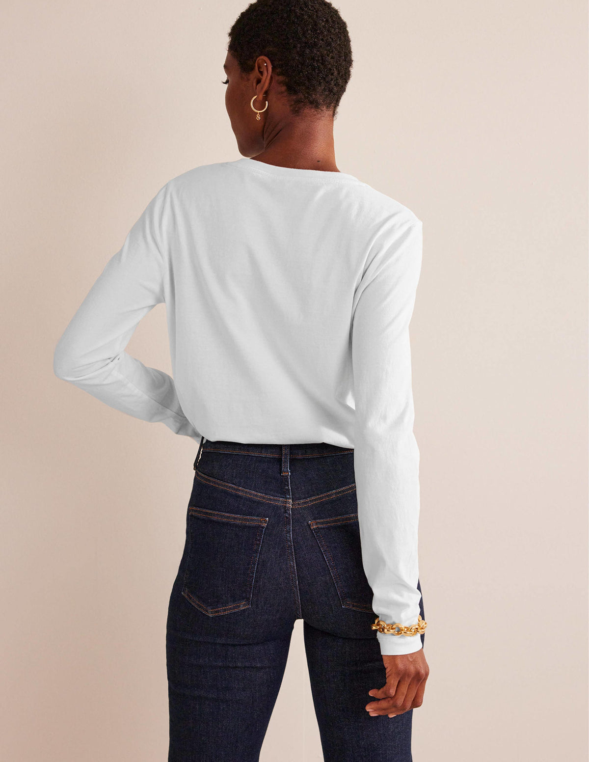 Pure Cotton Long Sleeve Top-White-3